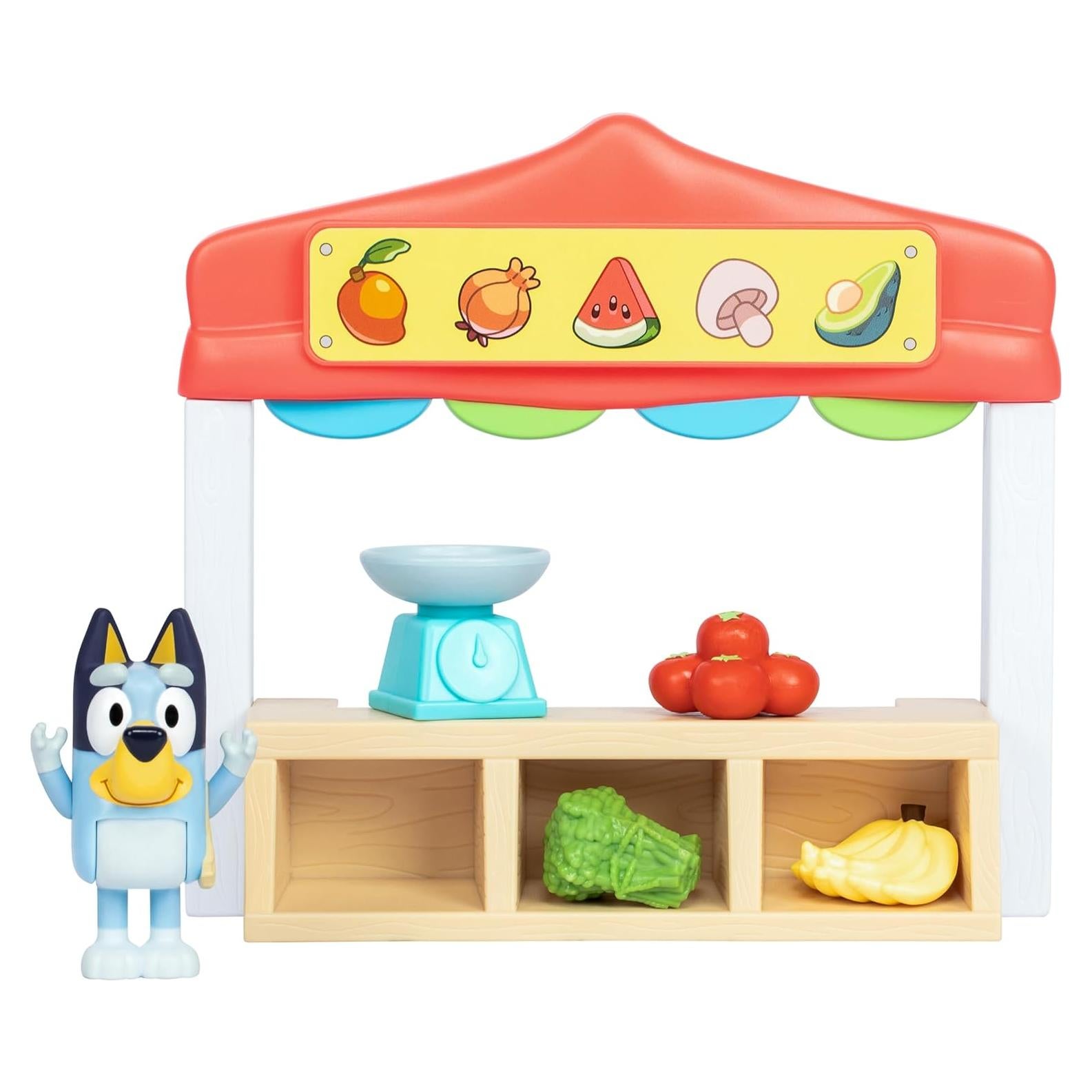 Juego de Mercado de Agricultores Bluey con Figura y Accesorios