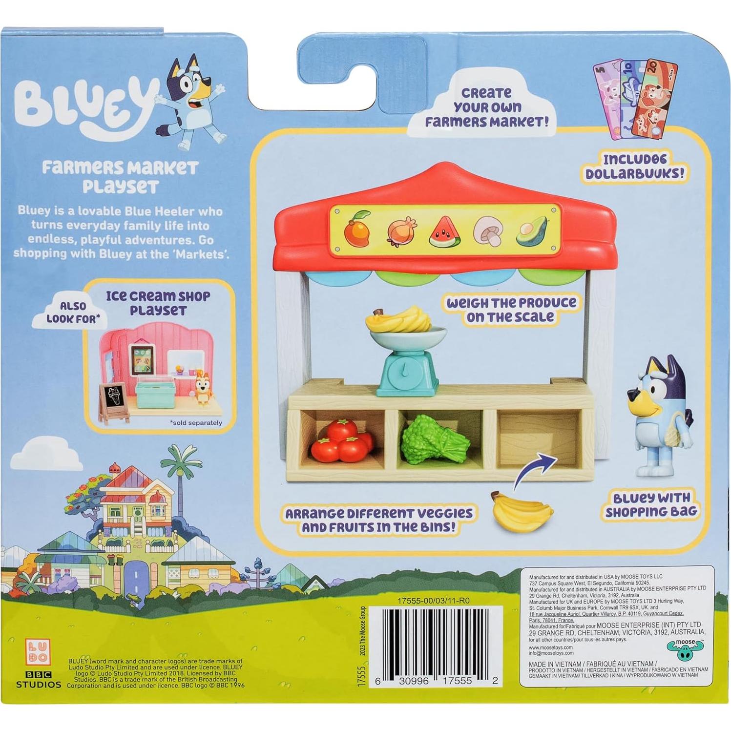 Juego de Mercado de Agricultores Bluey con Figura y Accesorios