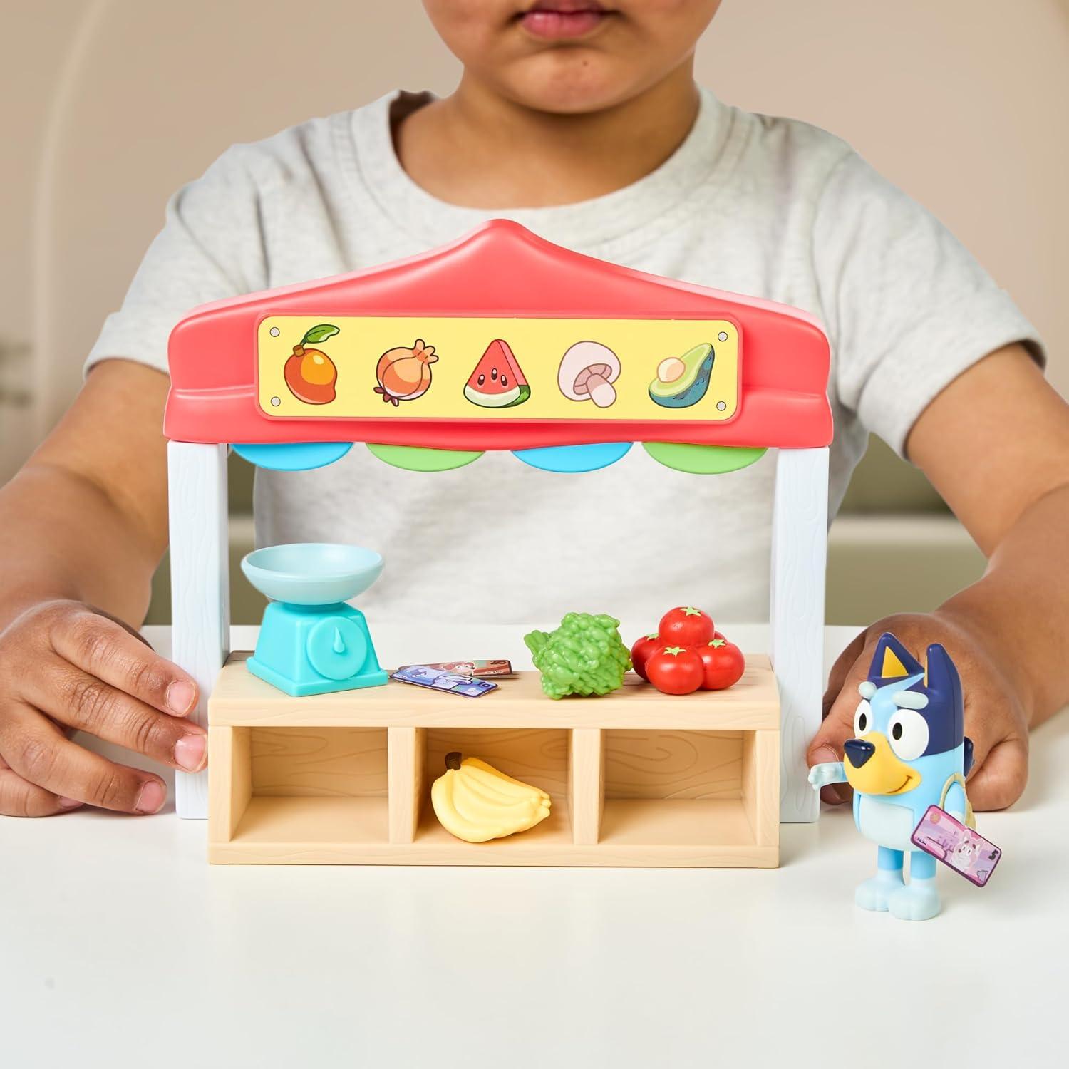 Juego de Mercado de Agricultores Bluey con Figura y Accesorios