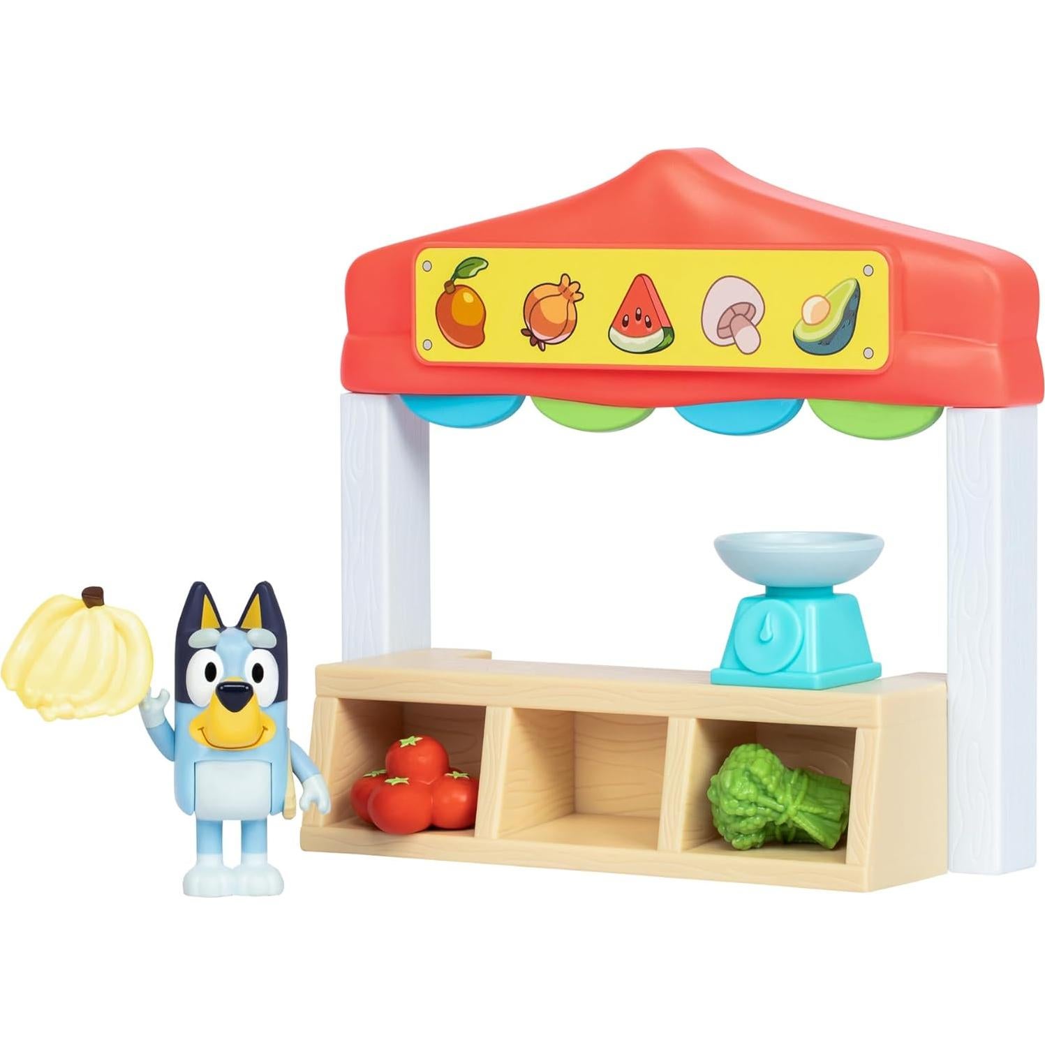 Juego de Mercado de Agricultores Bluey con Figura y Accesorios