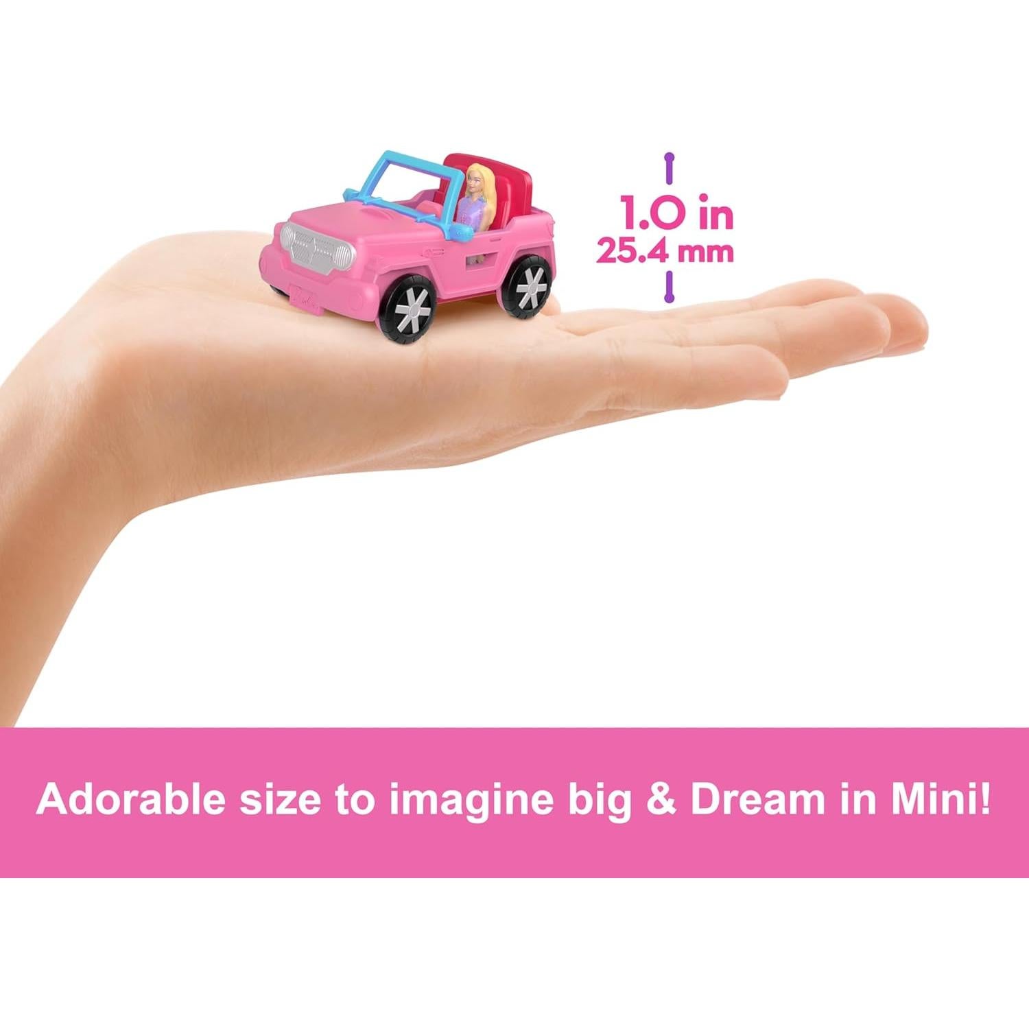 Barbie Mini SUV Jeep Mattel con Muñeca 3,81 cm y Accesorios