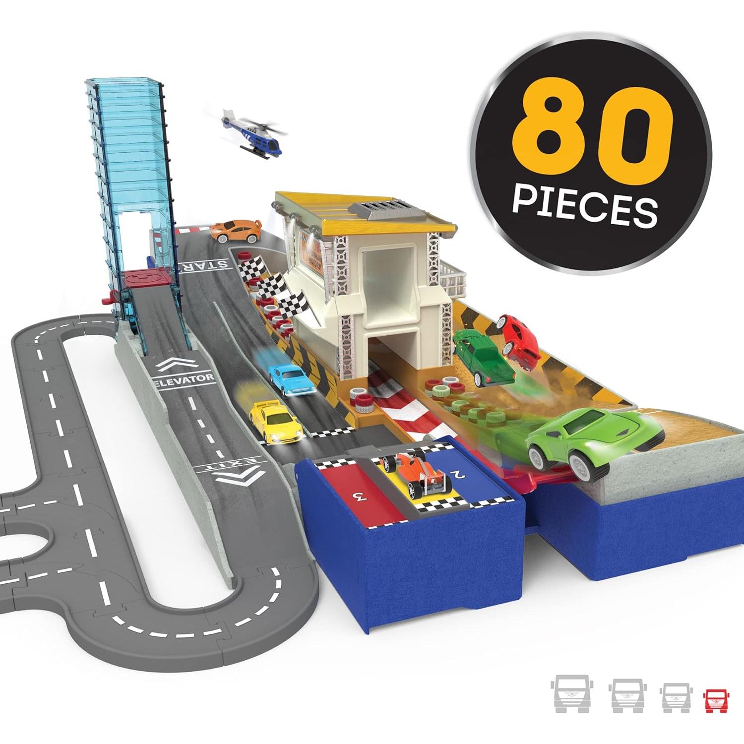 Set de Juego de Pista de Carreras Battat 80 Piezas 3+