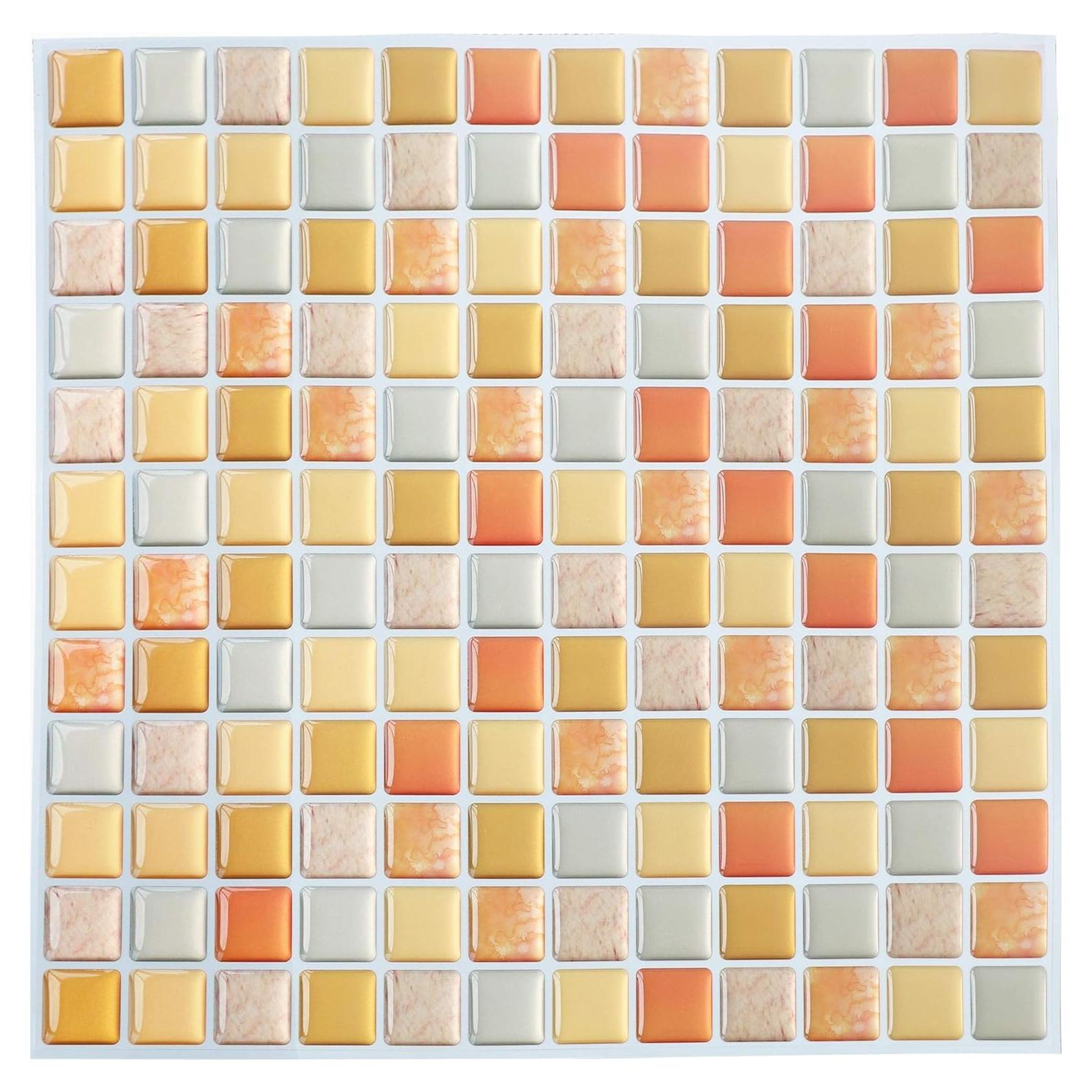 Azulejos Mosaico 3D Autoadhesivos Yoillione Amarillo 4 Hojas