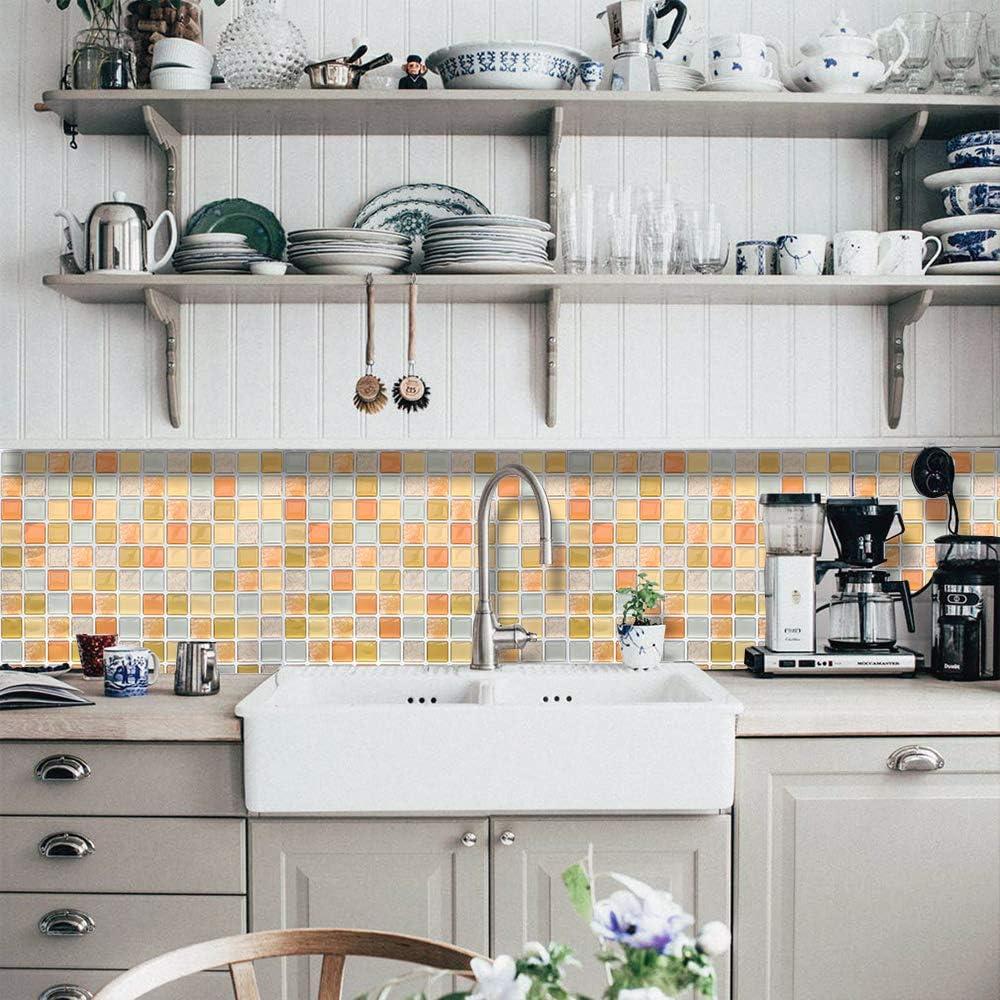 Azulejos Mosaico 3D Autoadhesivos Yoillione Amarillo 4 Hojas