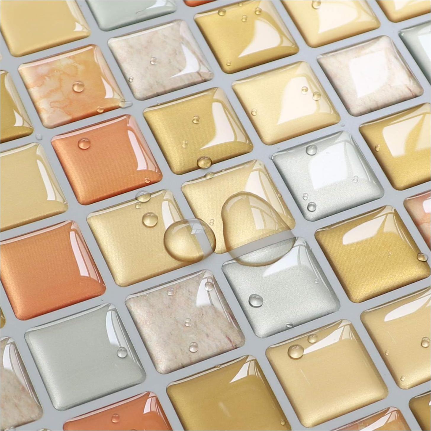 Azulejos Mosaico 3D Autoadhesivos Yoillione Amarillo 4 Hojas