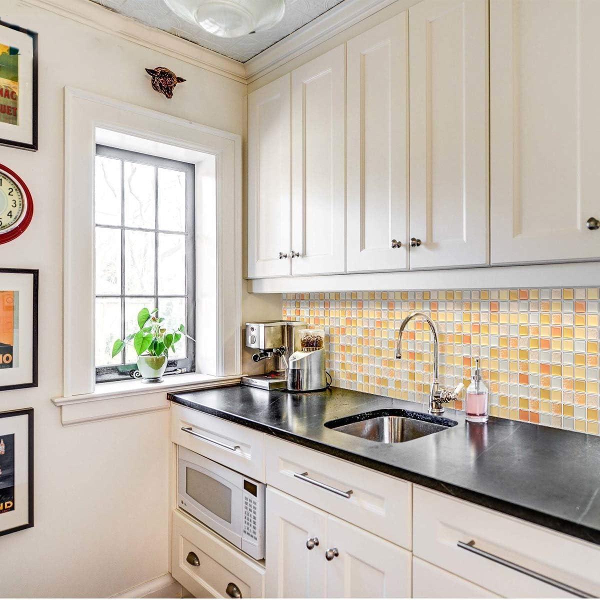 Azulejos Mosaico 3D Autoadhesivos Yoillione Amarillo 4 Hojas