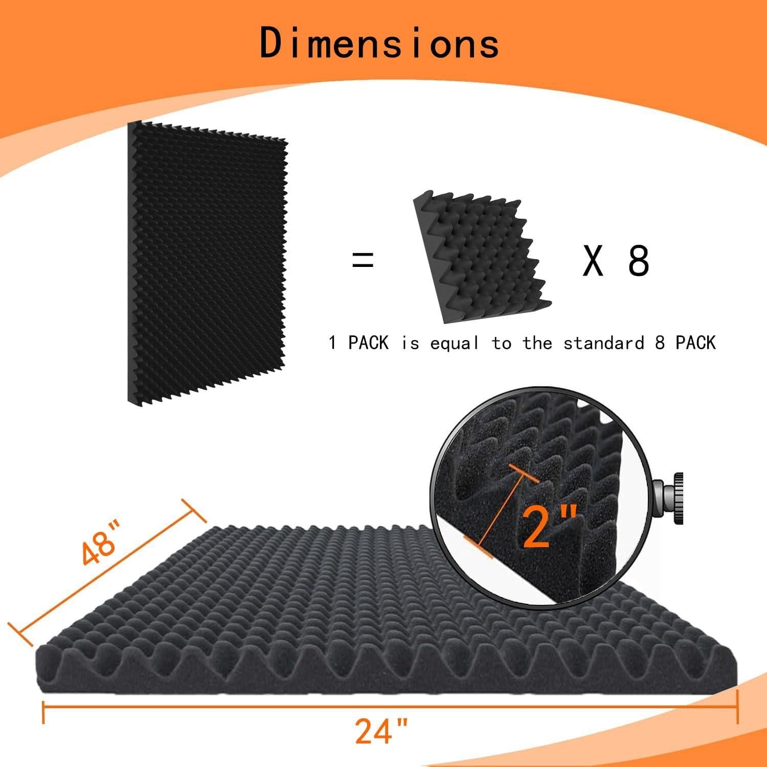 Panel Acústico EEKIYA 1 Pack 5.08 cm x 121.92 cm Negro
