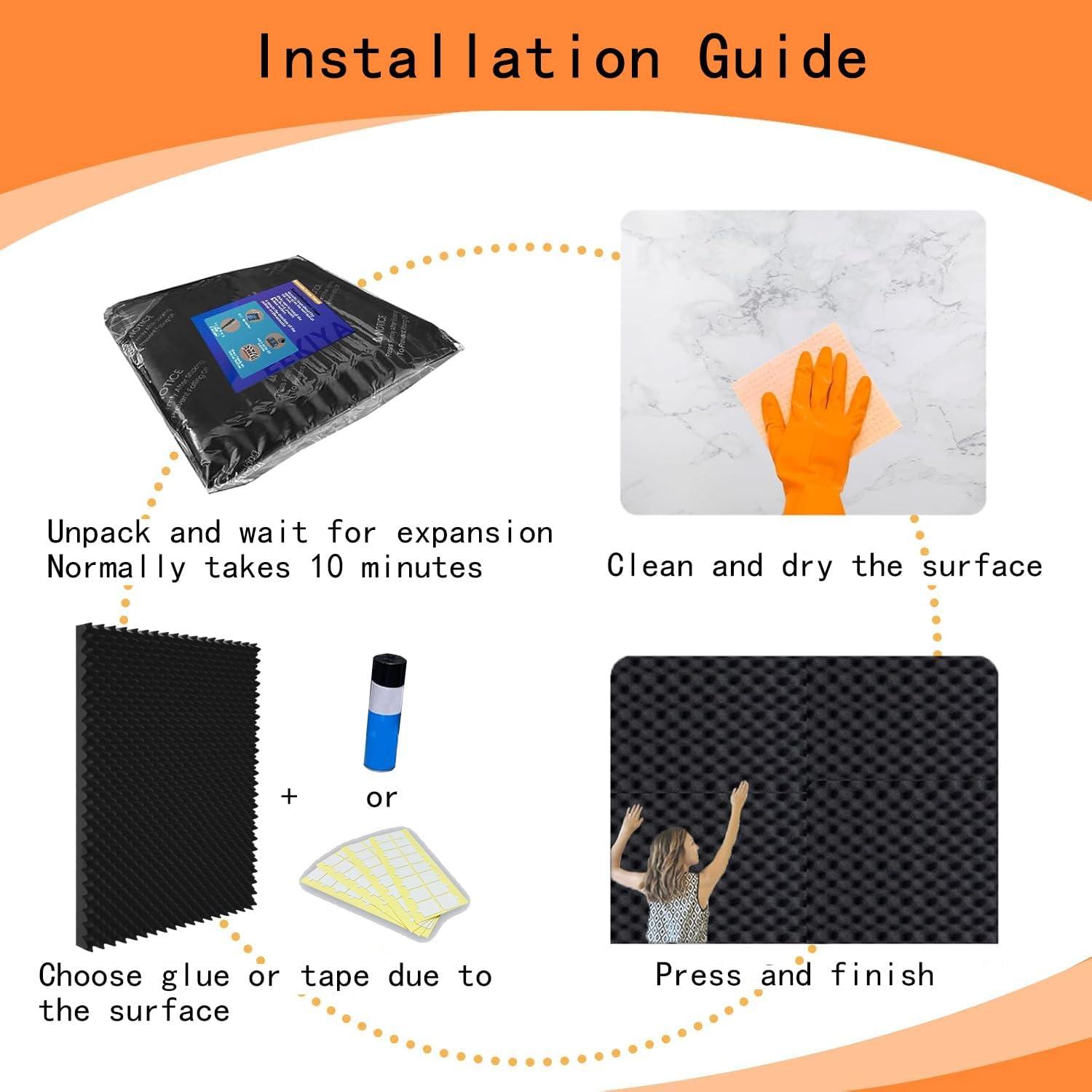 Panel Acústico EEKIYA 1 Pack 5.08 cm x 121.92 cm Negro