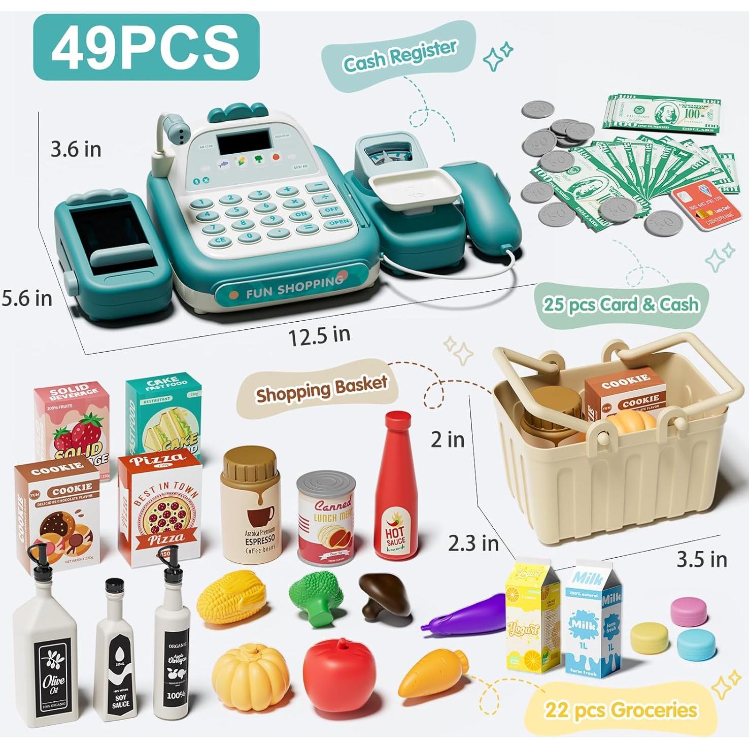 Caja Registradora Juguete Stactcute 49 Piezas Verde