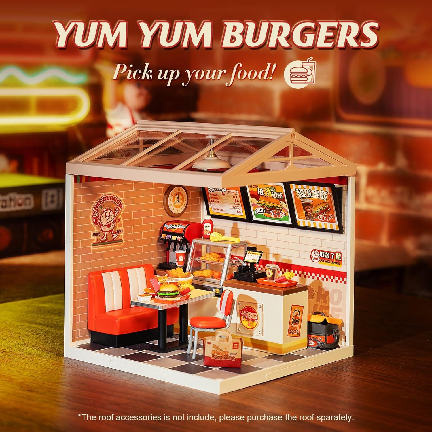 Rolife Miniatura Casa de Hamburguesas con LED 15x18 cm