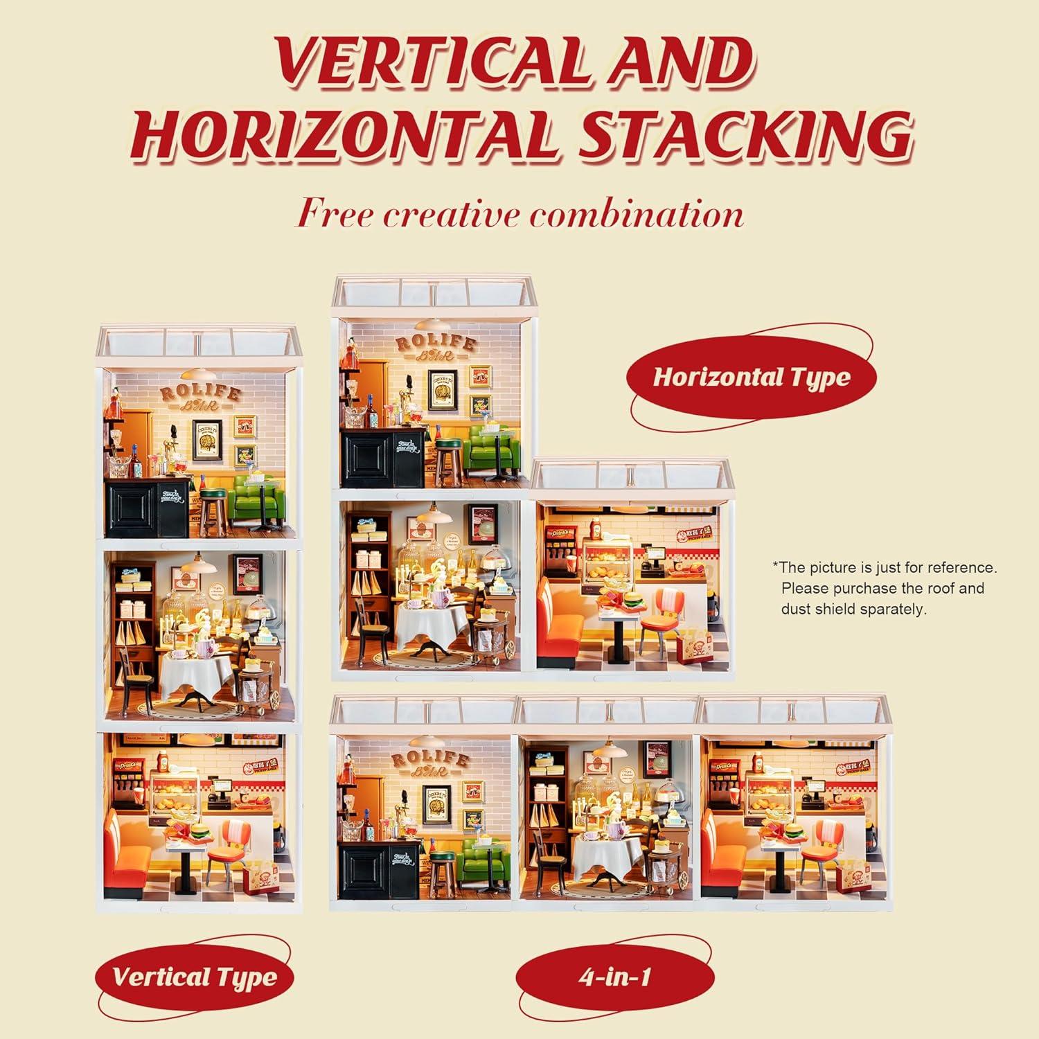 Rolife Miniatura Casa de Hamburguesas con LED 15x18 cm