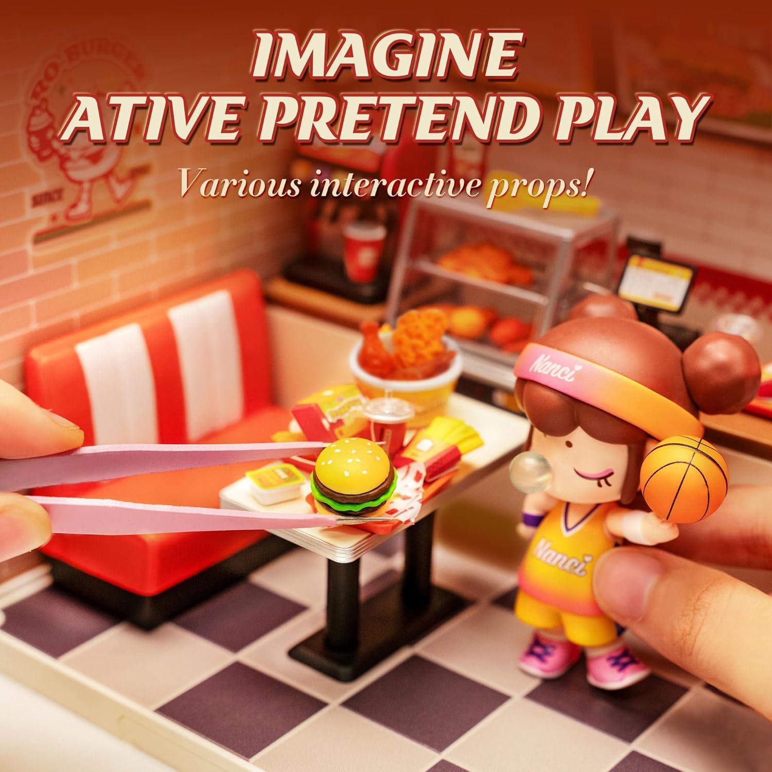 Rolife Miniatura Casa de Hamburguesas con LED 15x18 cm