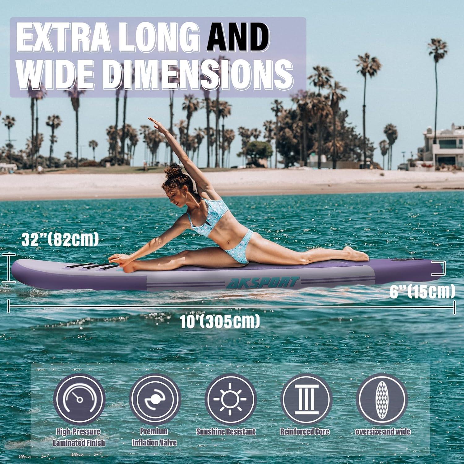 Tabla de Paddle Inflable AKSPORT SN064 Violeta 3.05m Antideslizante