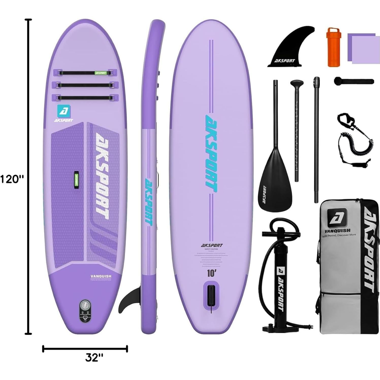 Tabla de Paddle Inflable AKSPORT SN064 Violeta 3.05m Antideslizante