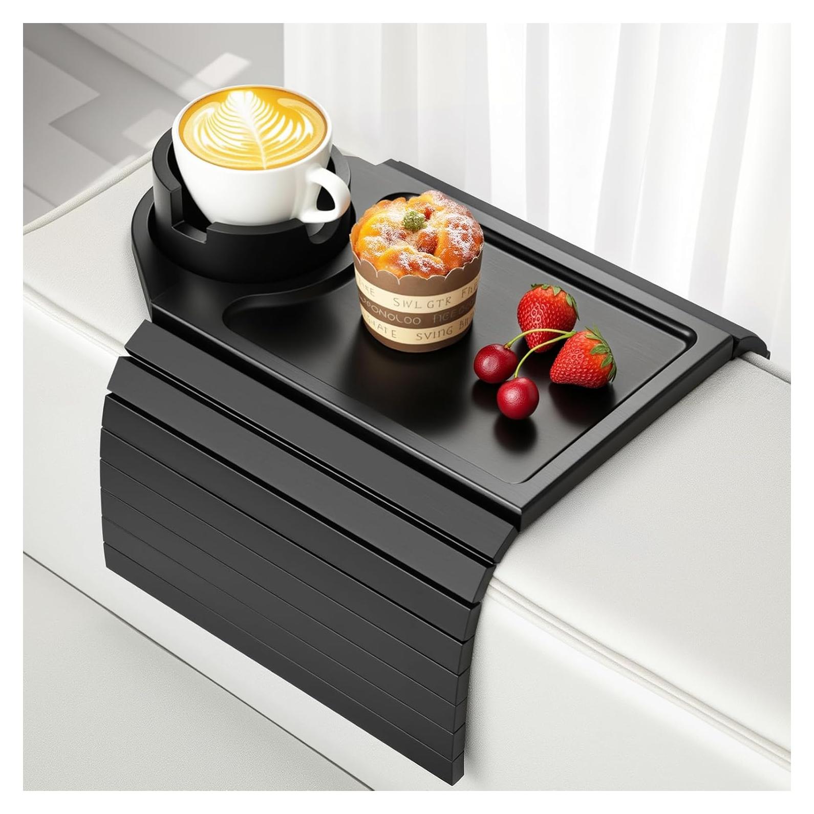 Bandeja para Brazo de Sofá Kssiaz de Bambú con Portavasos