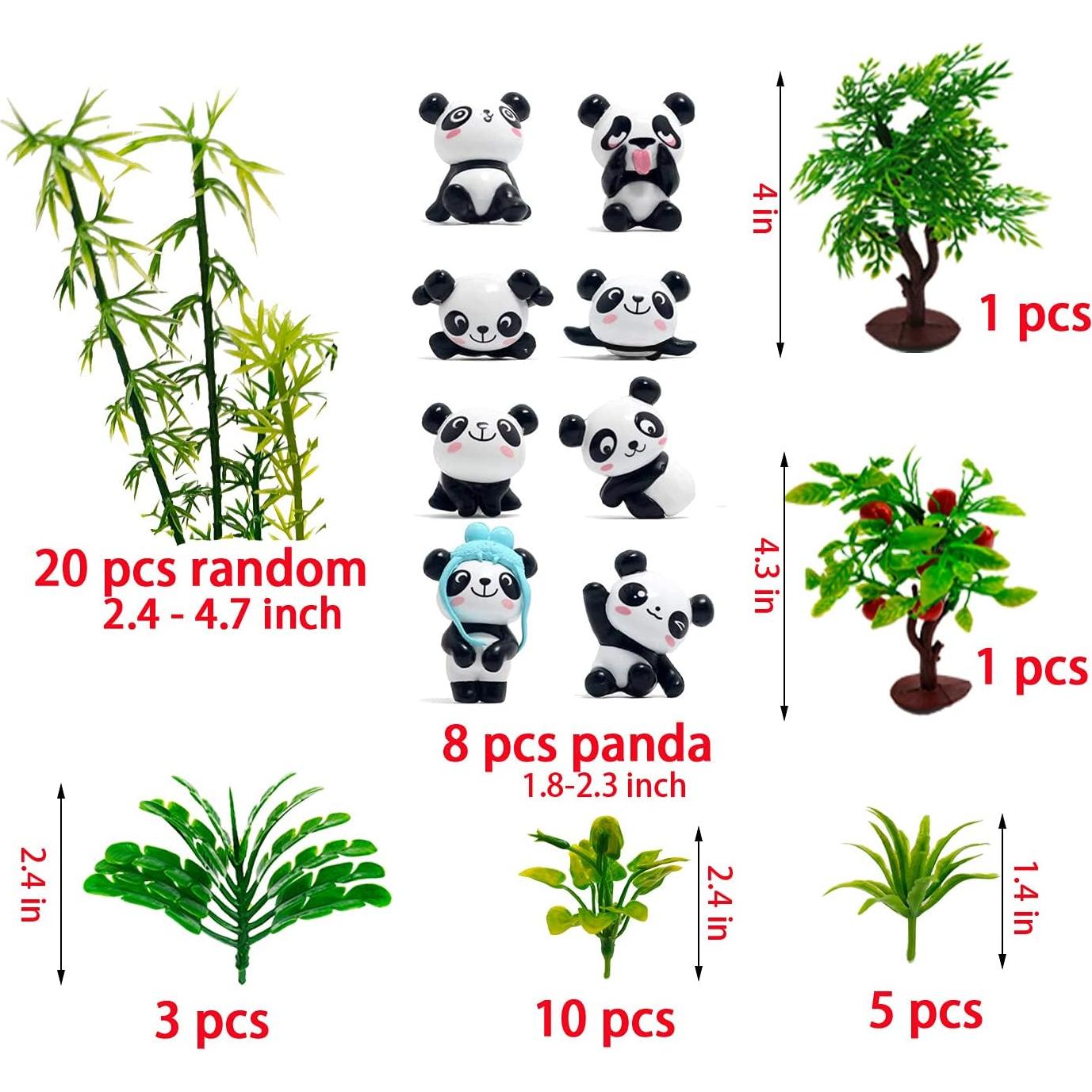 48 Piezas Adornos de Pastel Panda MYUE - Figuras y Plantas