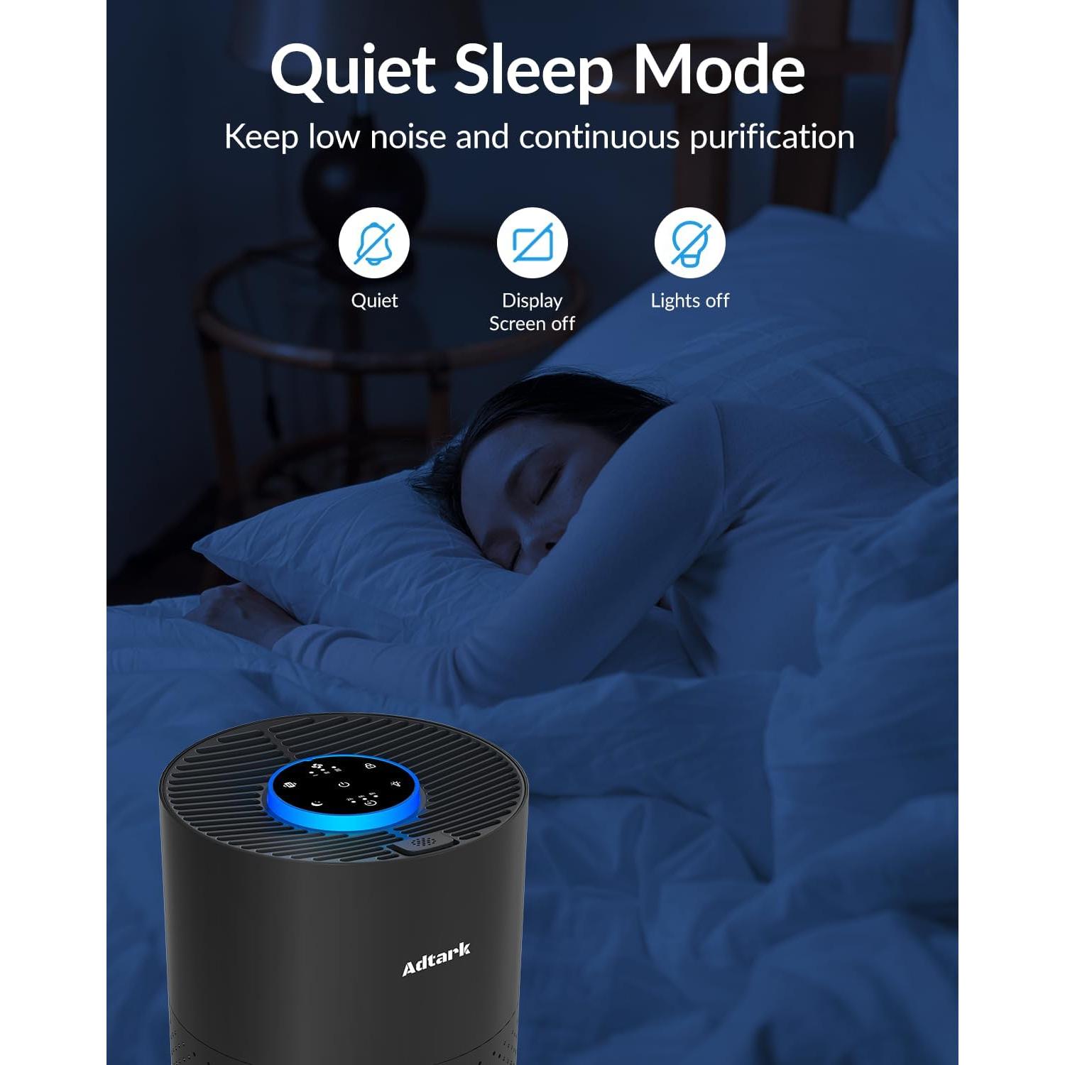 Purificador de Aire ADTARK H14 HEPA 3-en-1 para Dormitorio