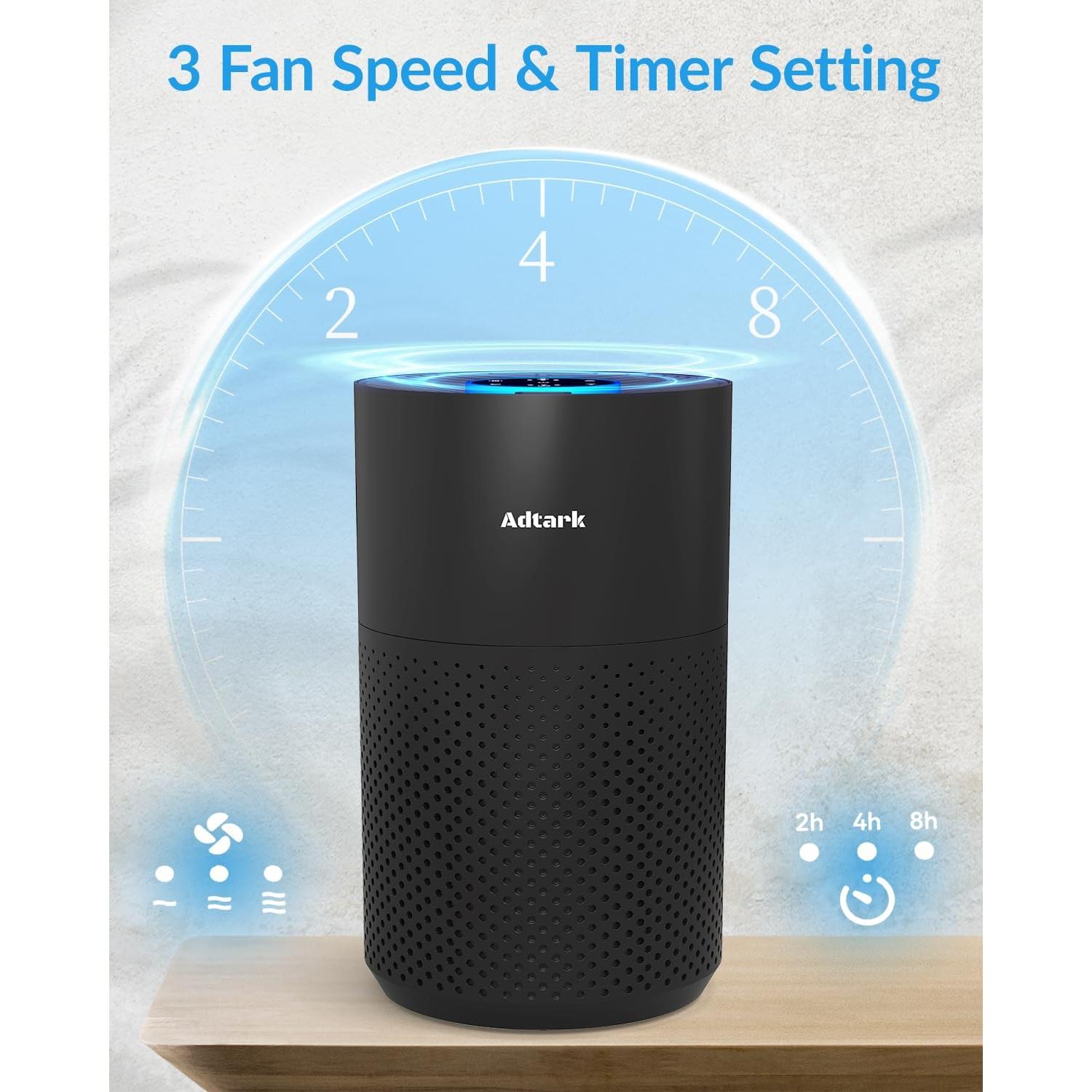 Purificador de Aire ADTARK H14 HEPA 3-en-1 para Dormitorio