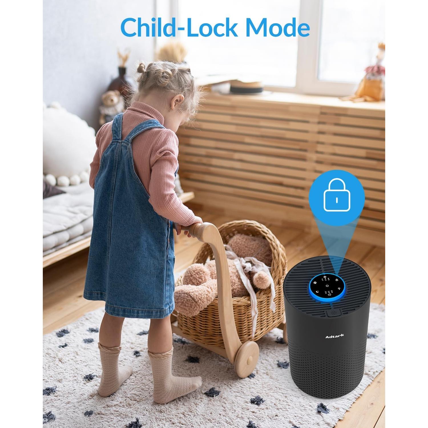 Purificador de Aire ADTARK H14 HEPA 3-en-1 para Dormitorio