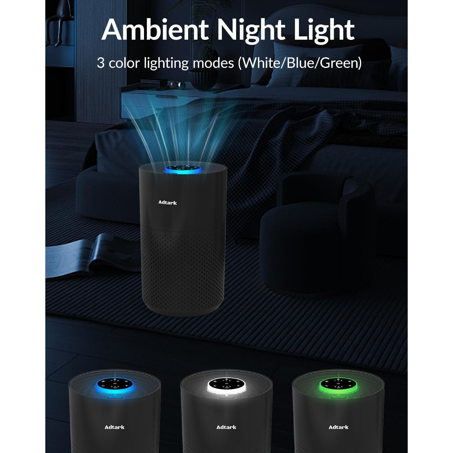 Purificador de Aire ADTARK H14 HEPA 3-en-1 para Dormitorio