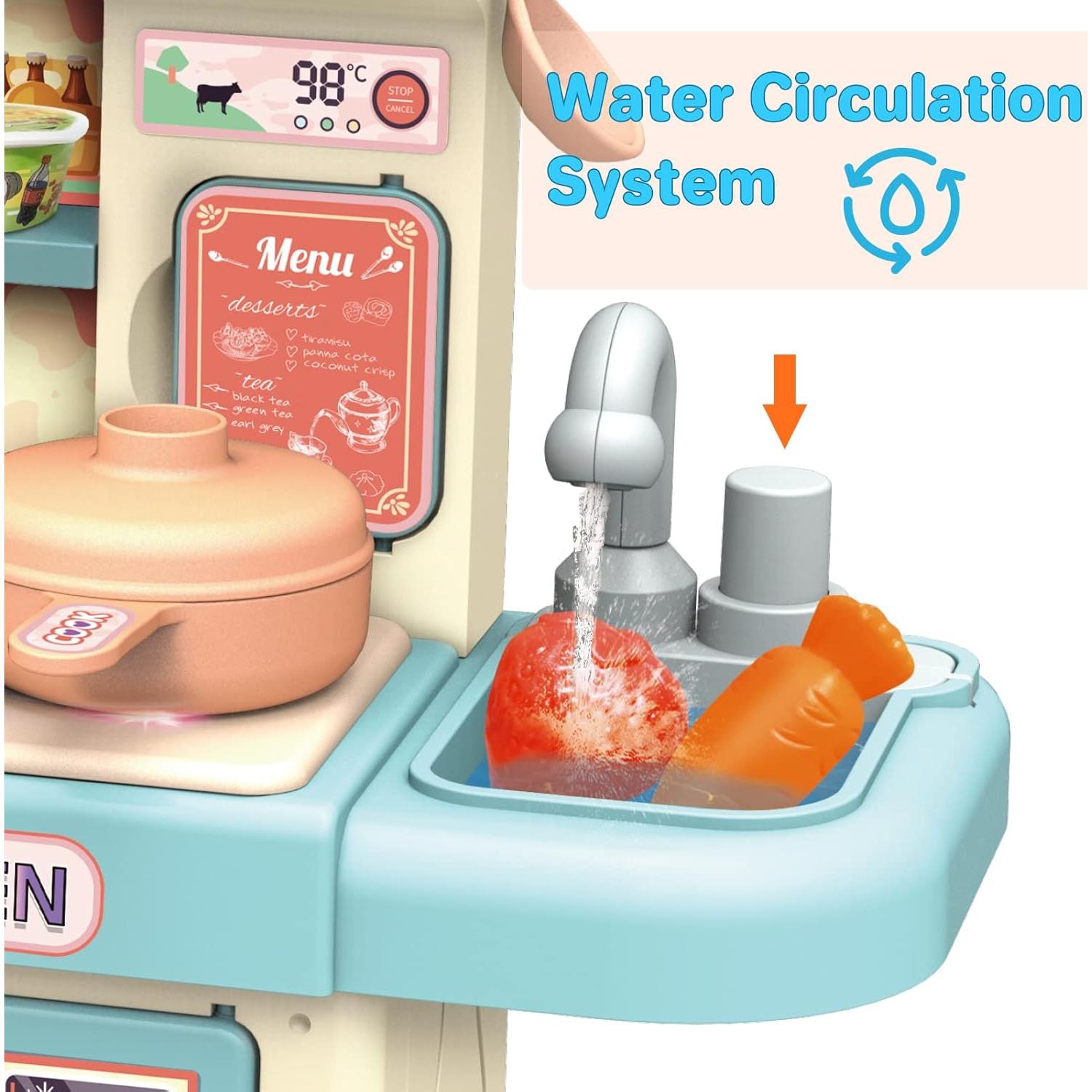 Set de Cocina de Juguete deAO 33 Piezas con Luz y Vapor