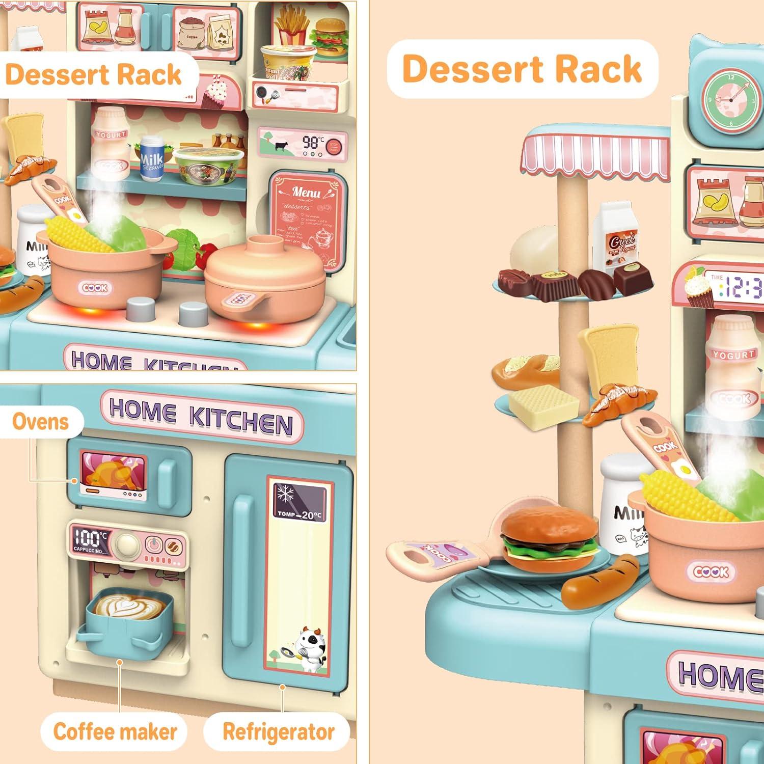 Set de Cocina de Juguete deAO 33 Piezas con Luz y Vapor