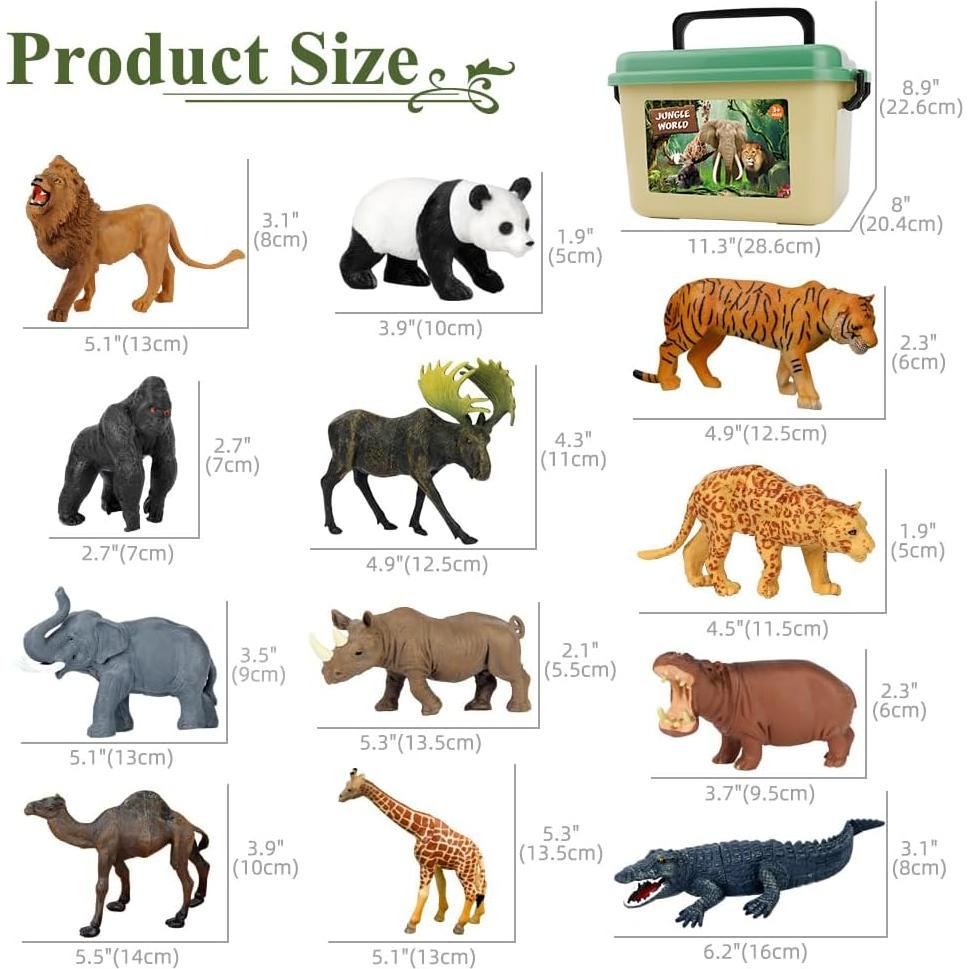 Mini Tudou 12 Figuras de Animales + Alfombra 144x98 cm