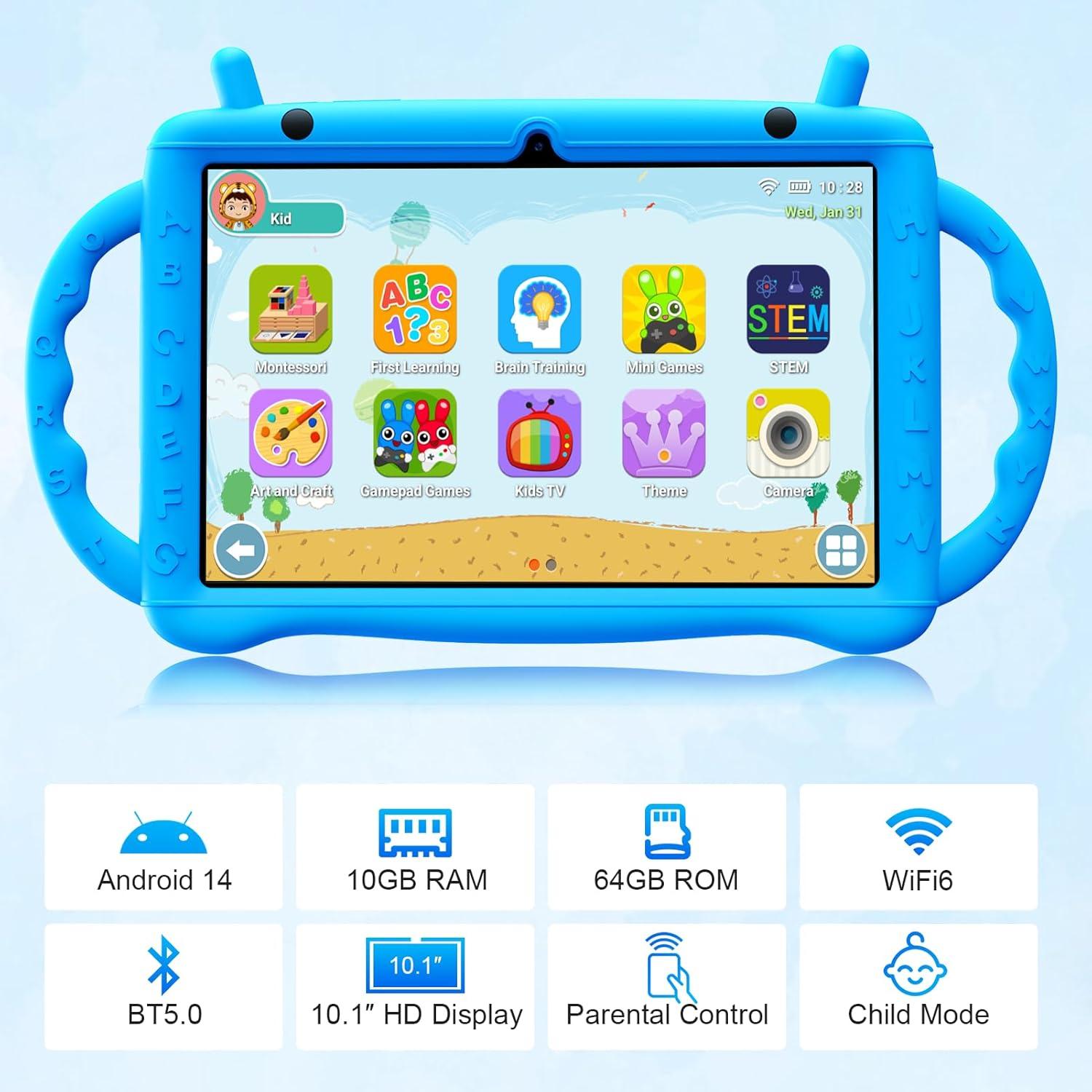 Tableta Infantil YATIOM 10.1" Android 14 64GB WiFi Bluetooth