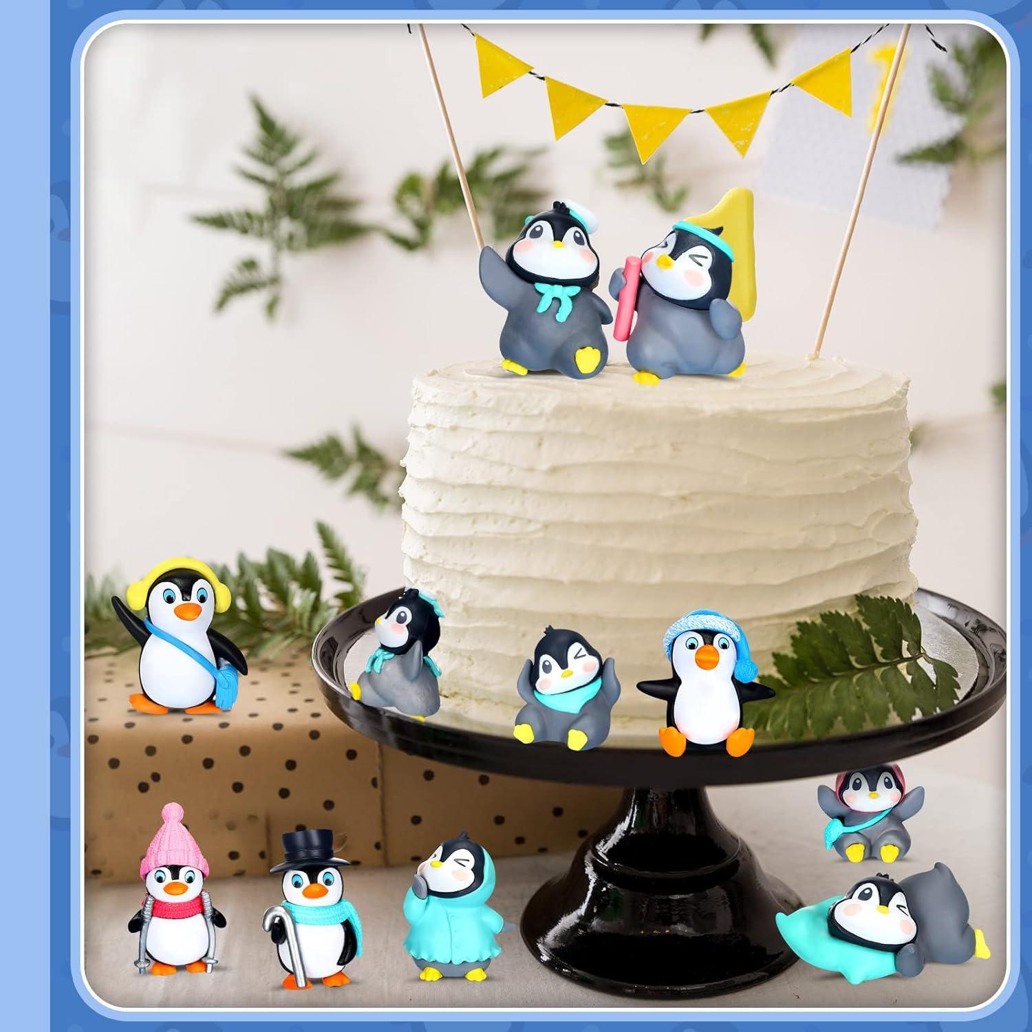 Figuras de Pingüino Macarrie 30 Pcs Adornos de Pastel