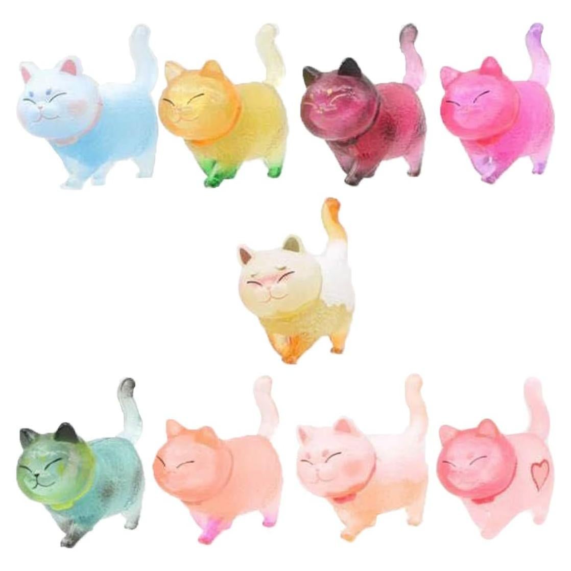 9 Figuras de Gato Miniatura Halloluck 4 cm Adorno Pastel