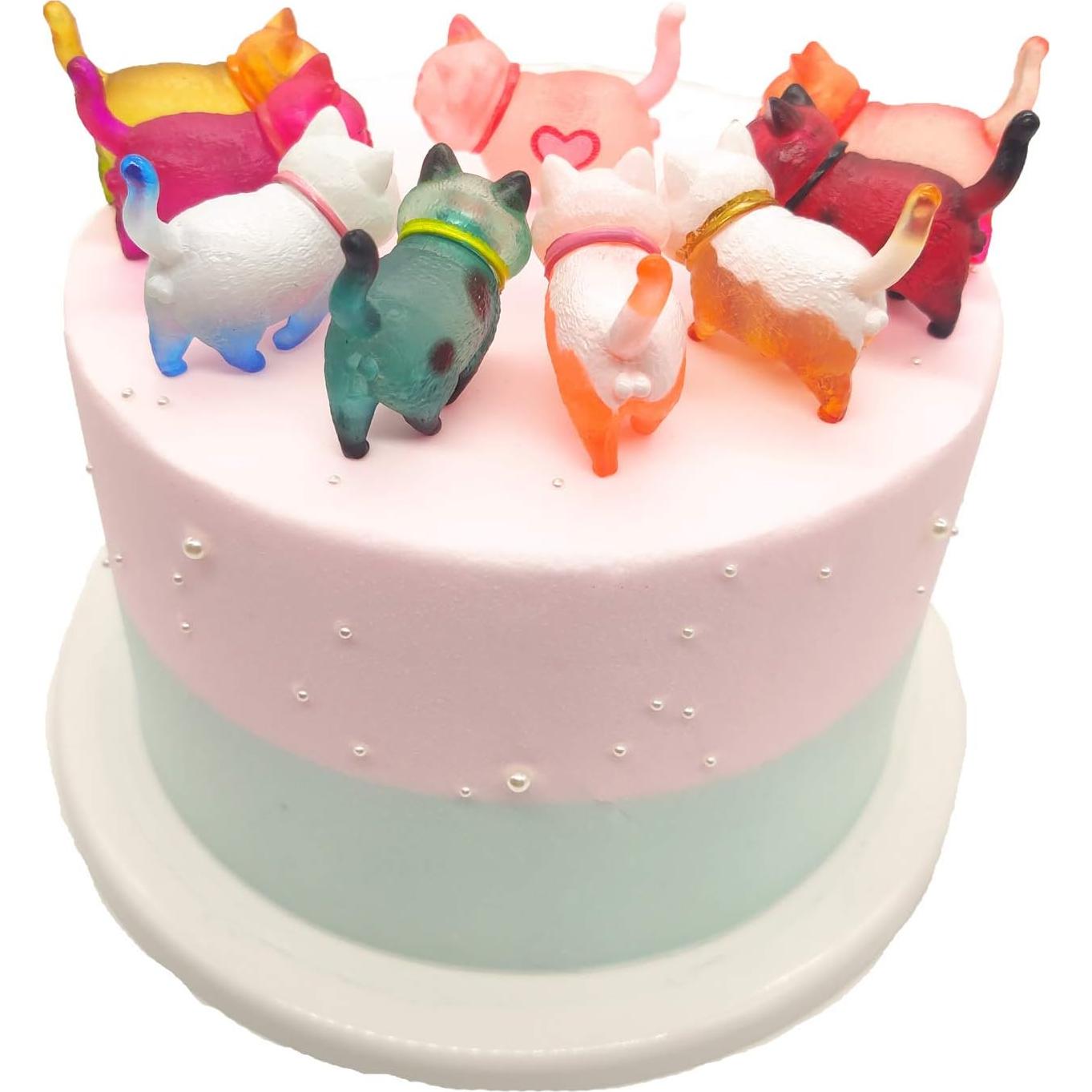 9 Figuras de Gato Miniatura Halloluck 4 cm Adorno Pastel