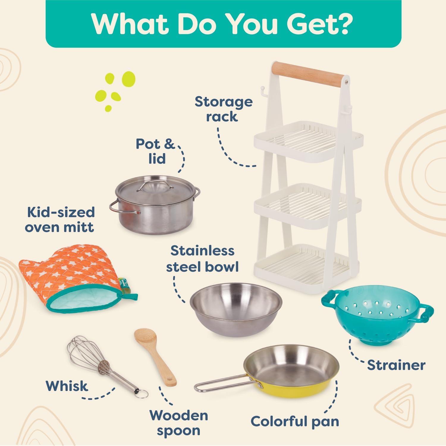 B. toys Mini Chef Juego de Olla y Sartén 9 Pzs 3 Años+