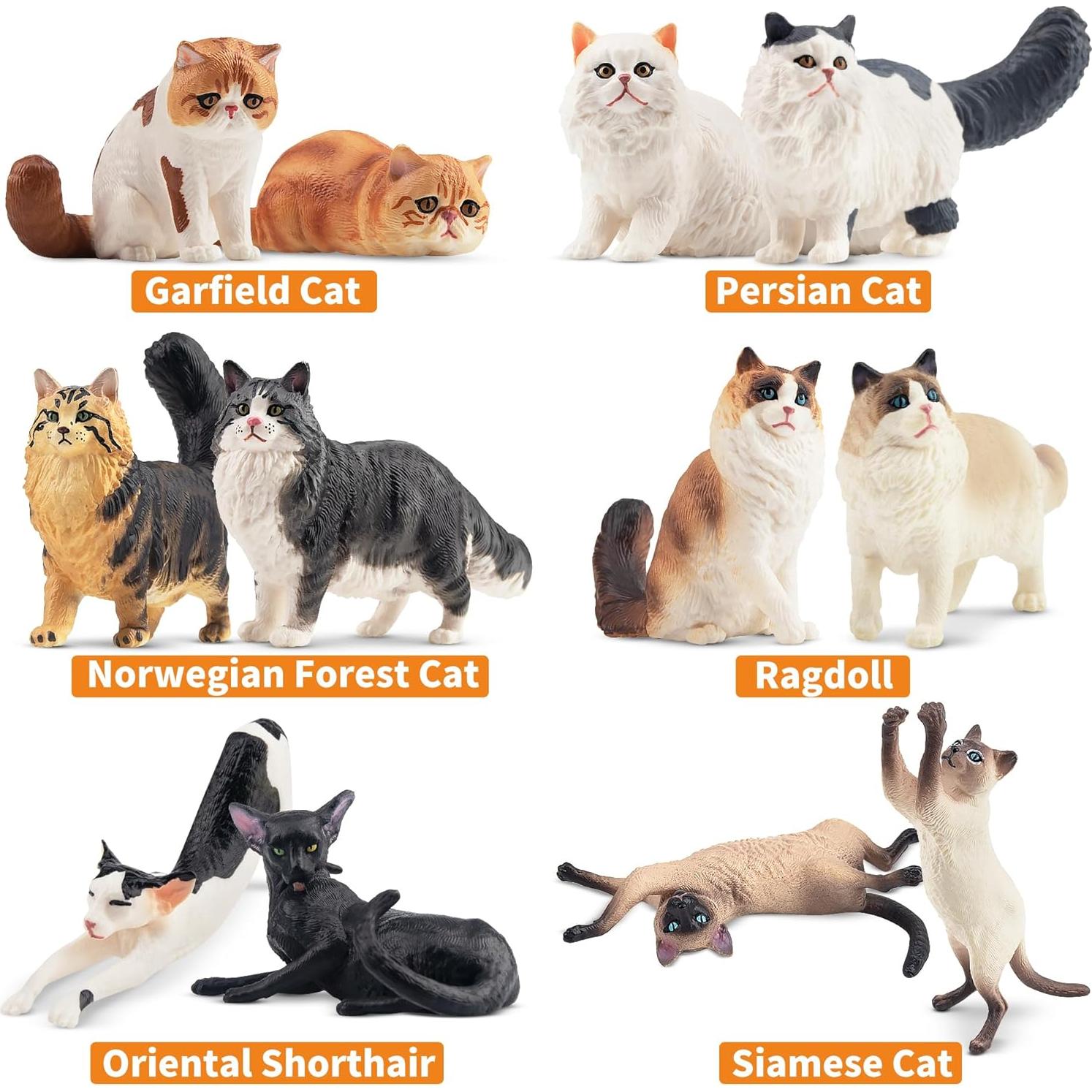 12 Figuras de Gato Realistas EYSCOTA Juguete Decoración