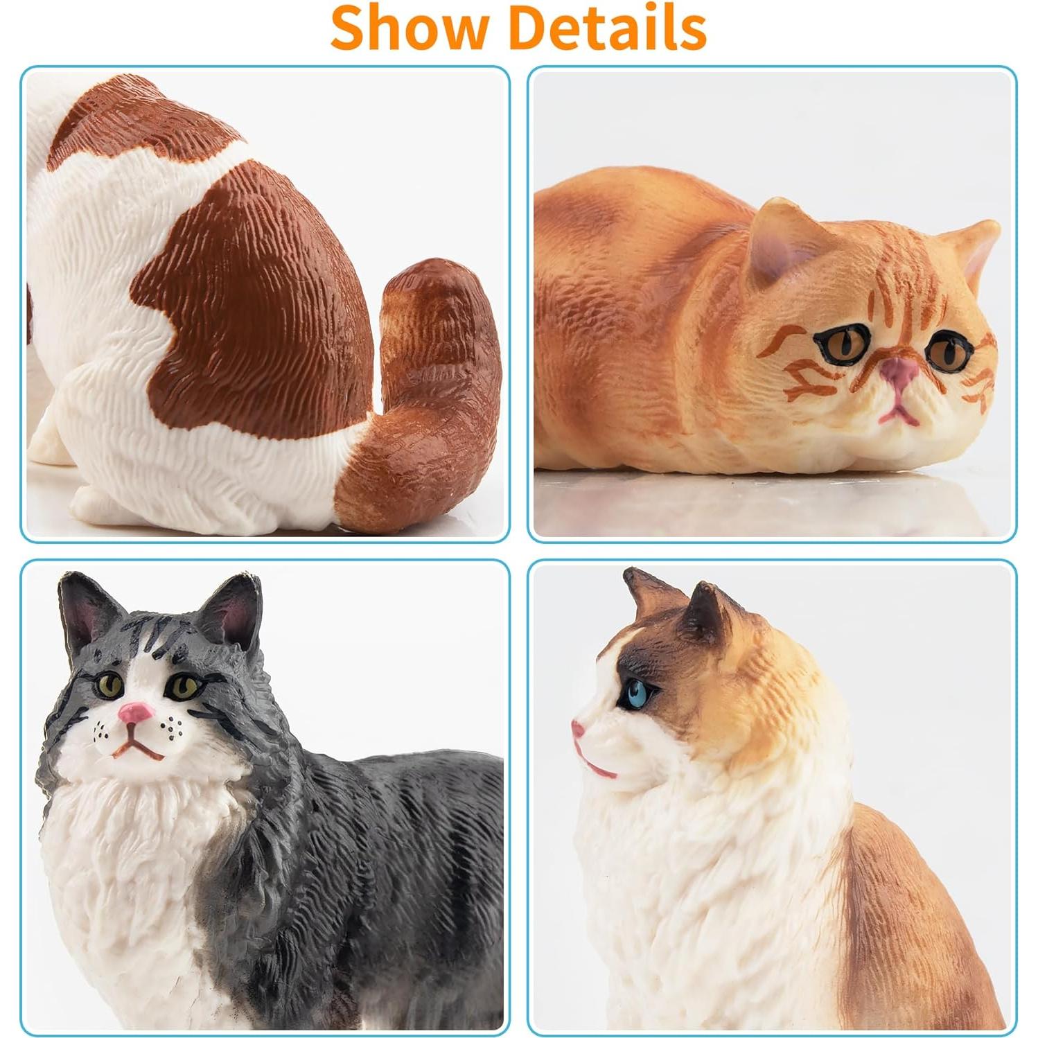 12 Figuras de Gato Realistas EYSCOTA Juguete Decoración