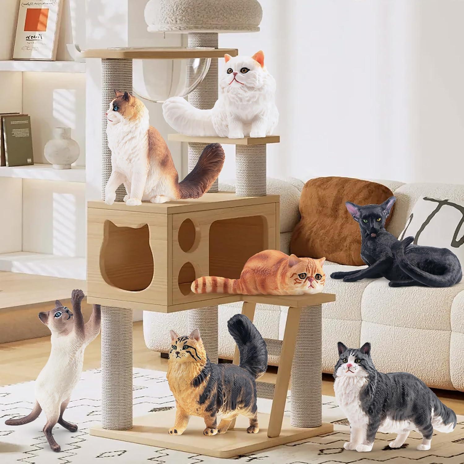 12 Figuras de Gato Realistas EYSCOTA Juguete Decoración