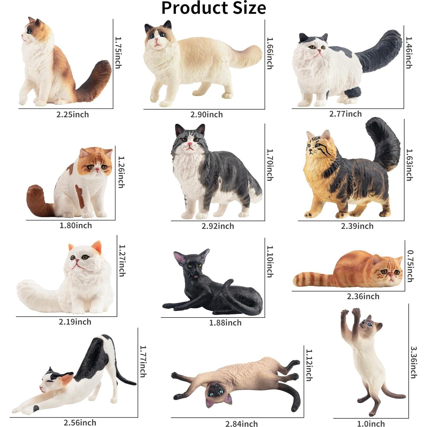 12 Figuras de Gato Realistas EYSCOTA Juguete Decoración