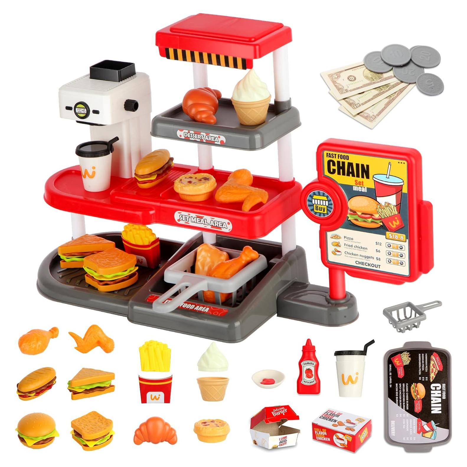 71 Piezas Juguete de Comida Rápida ACROFEK con Caja Registradora