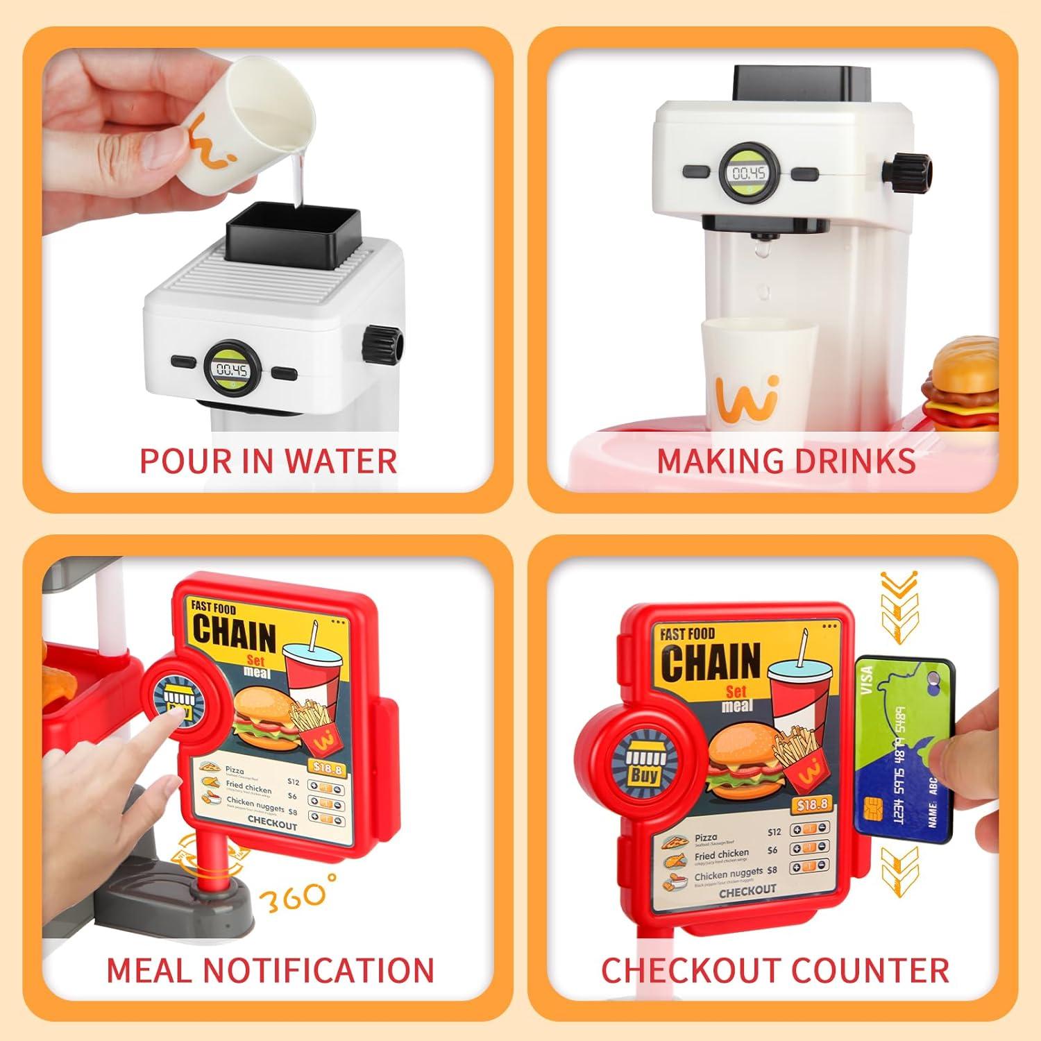 71 Piezas Juguete de Comida Rápida ACROFEK con Caja Registradora