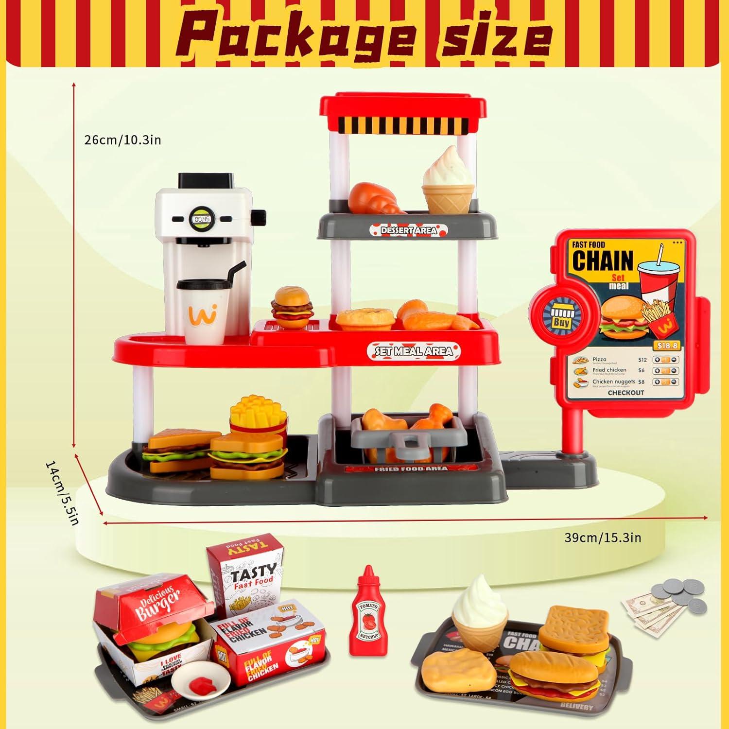 71 Piezas Juguete de Comida Rápida ACROFEK con Caja Registradora