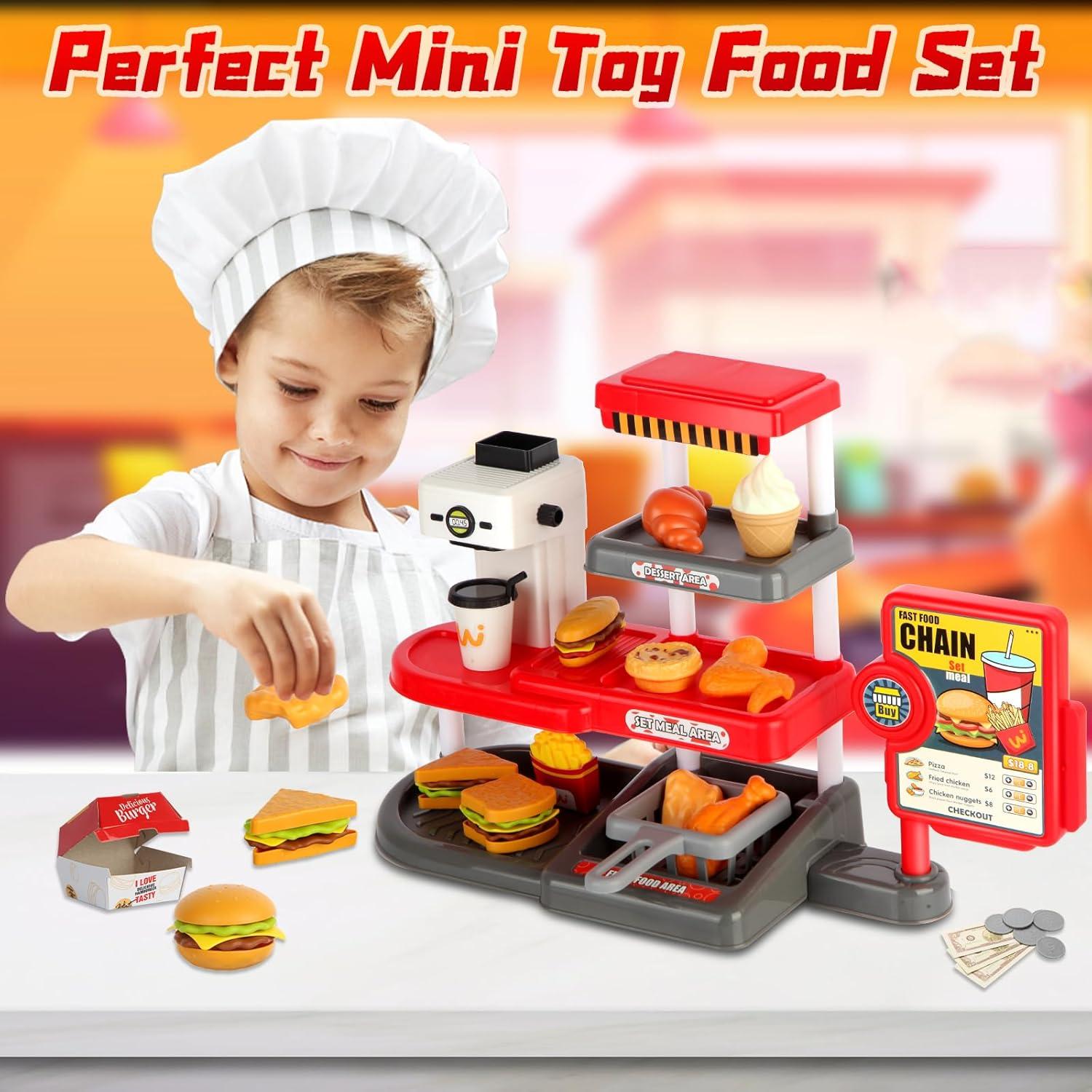 71 Piezas Juguete de Comida Rápida ACROFEK con Caja Registradora