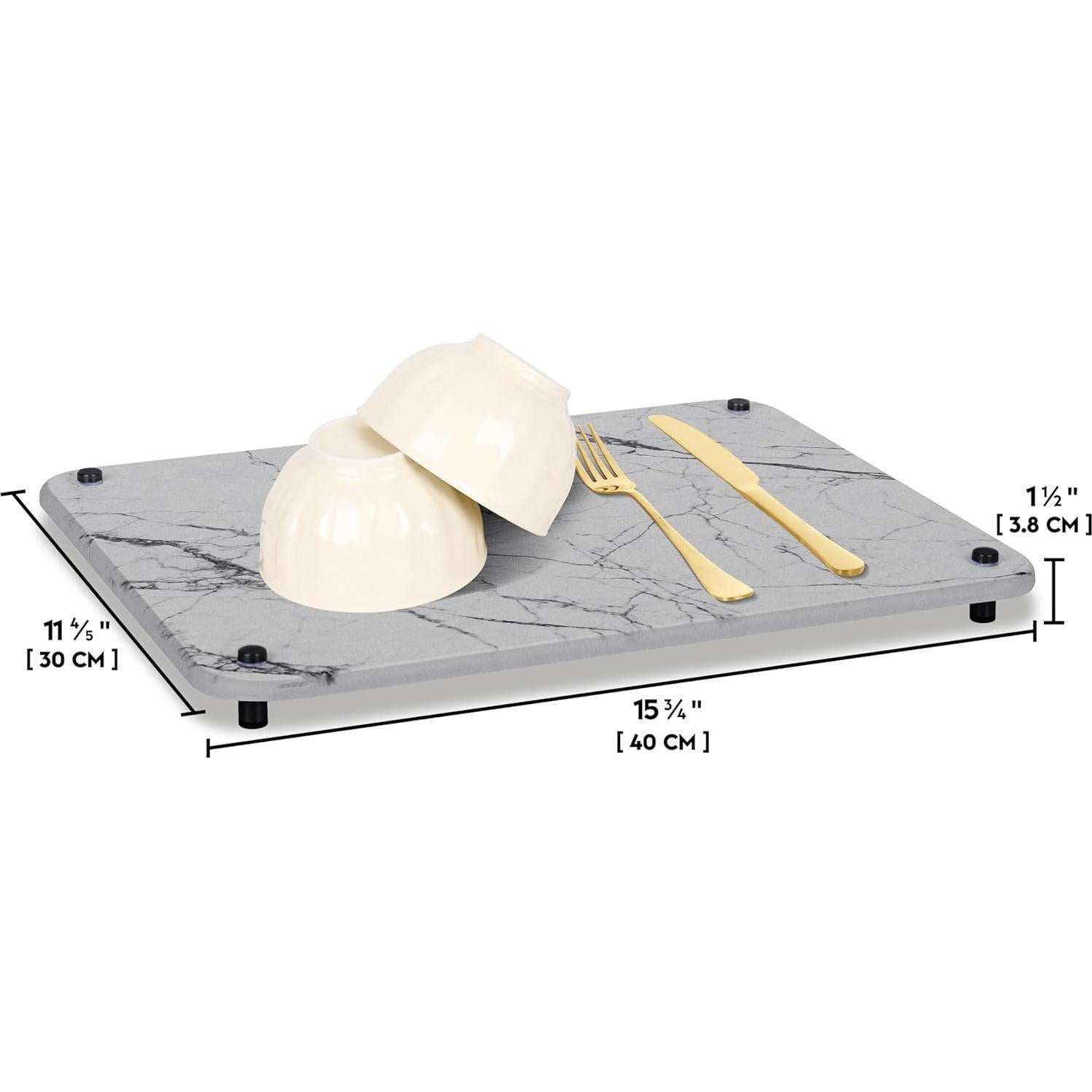 Alfombrilla de Secado de Piedra Diatomea Spaceneat 40x30cm Mármol Gris