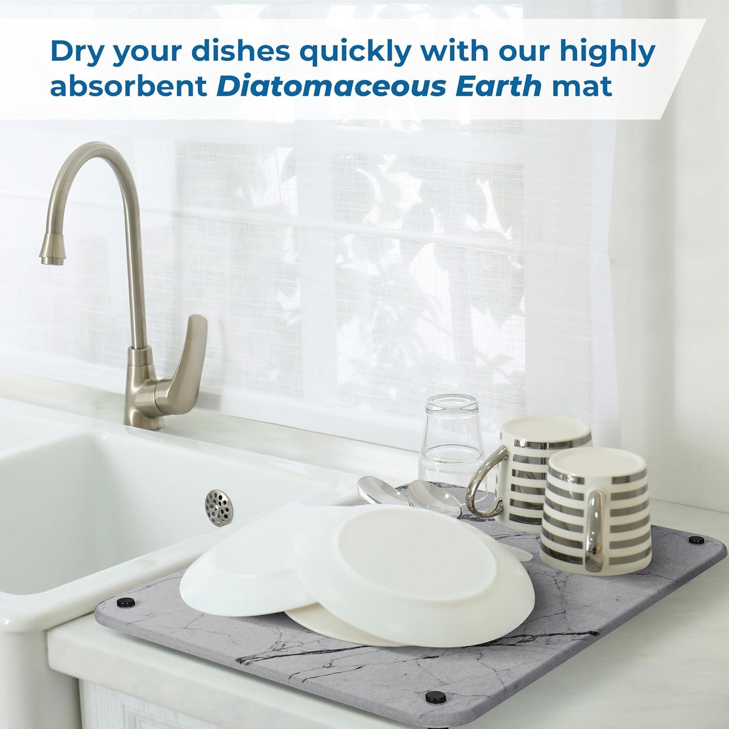 Alfombrilla de Secado de Piedra Diatomea Spaceneat 40x30cm Mármol Gris