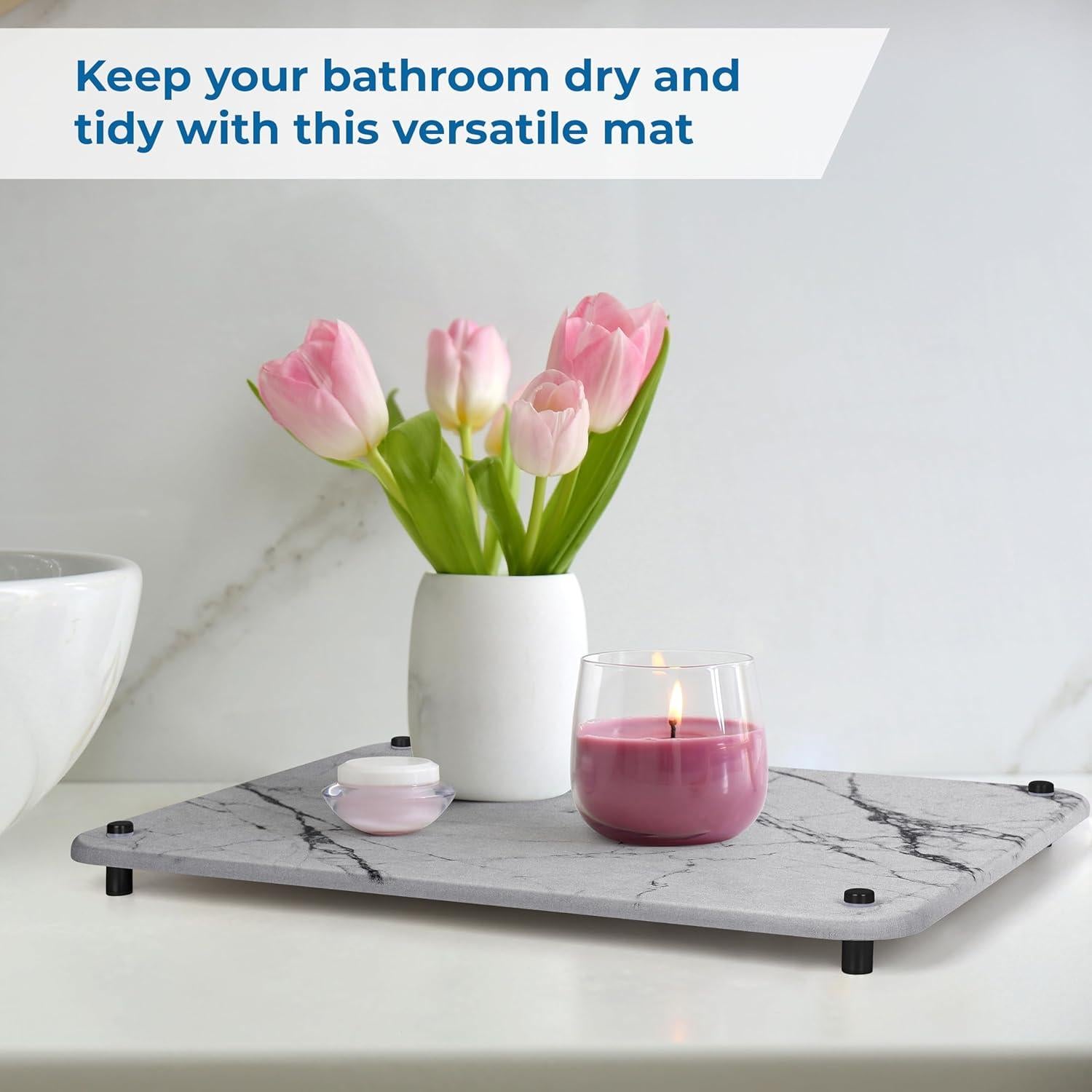 Alfombrilla de Secado de Piedra Diatomea Spaceneat 40x30cm Mármol Gris