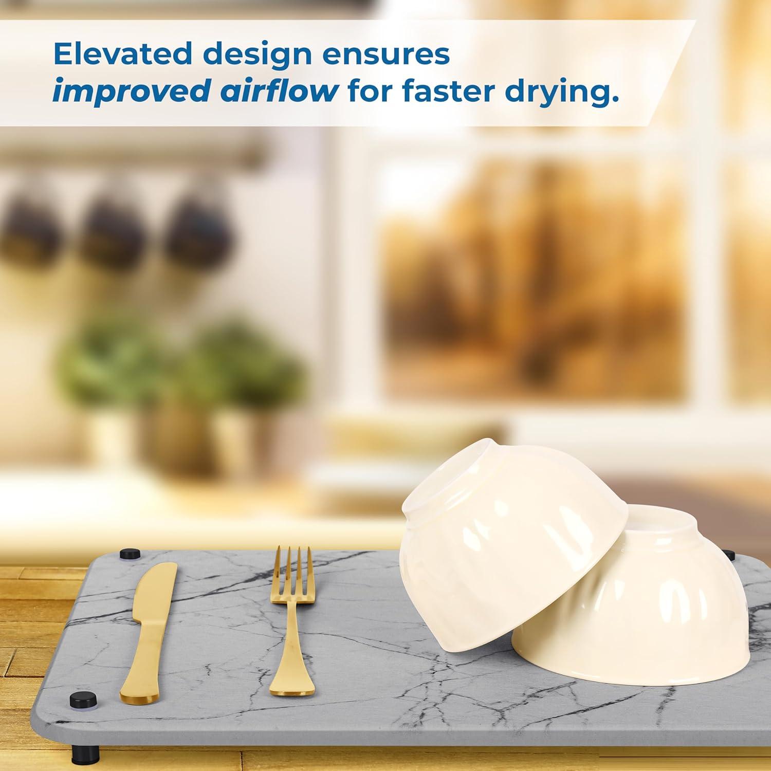 Alfombrilla de Secado de Piedra Diatomea Spaceneat 40x30cm Mármol Gris