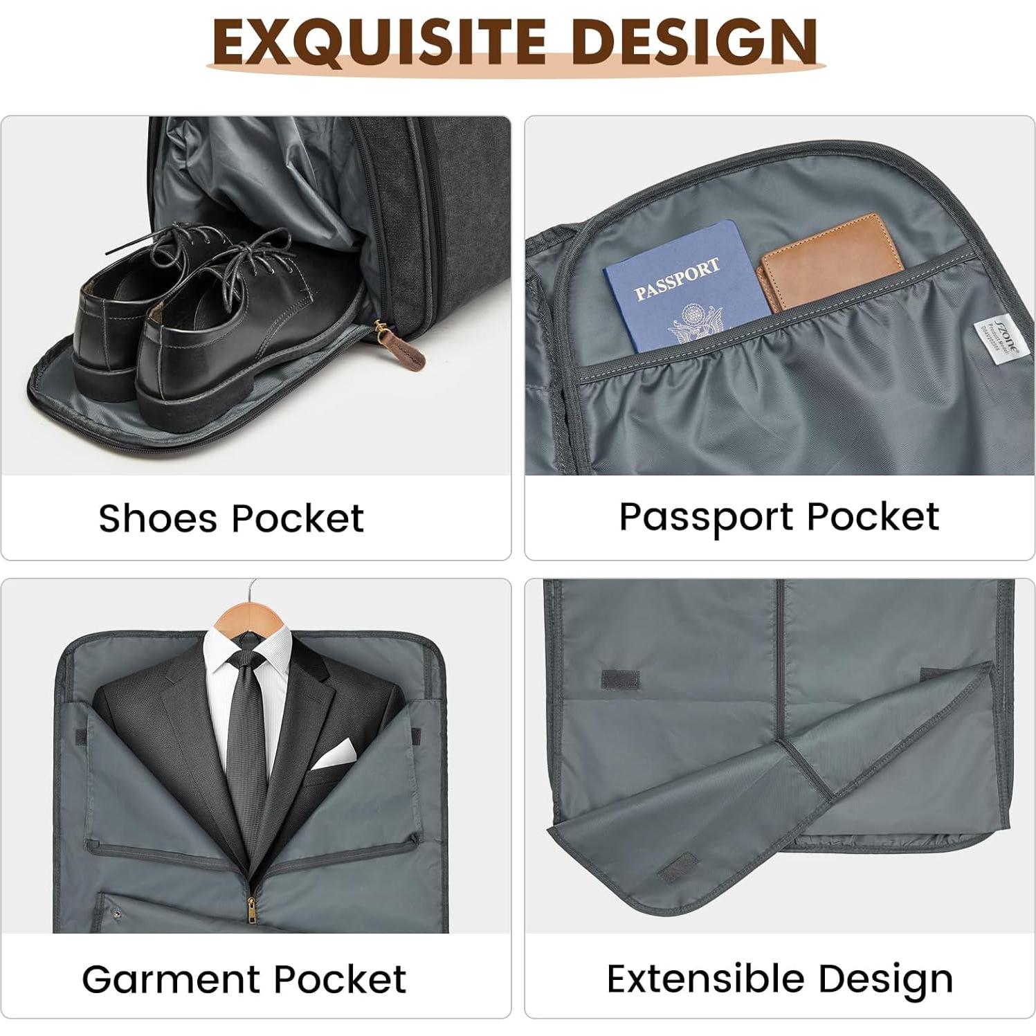 Bolsa de Ropa de Viaje S-ZONE 60L Duffle Colgante Negra