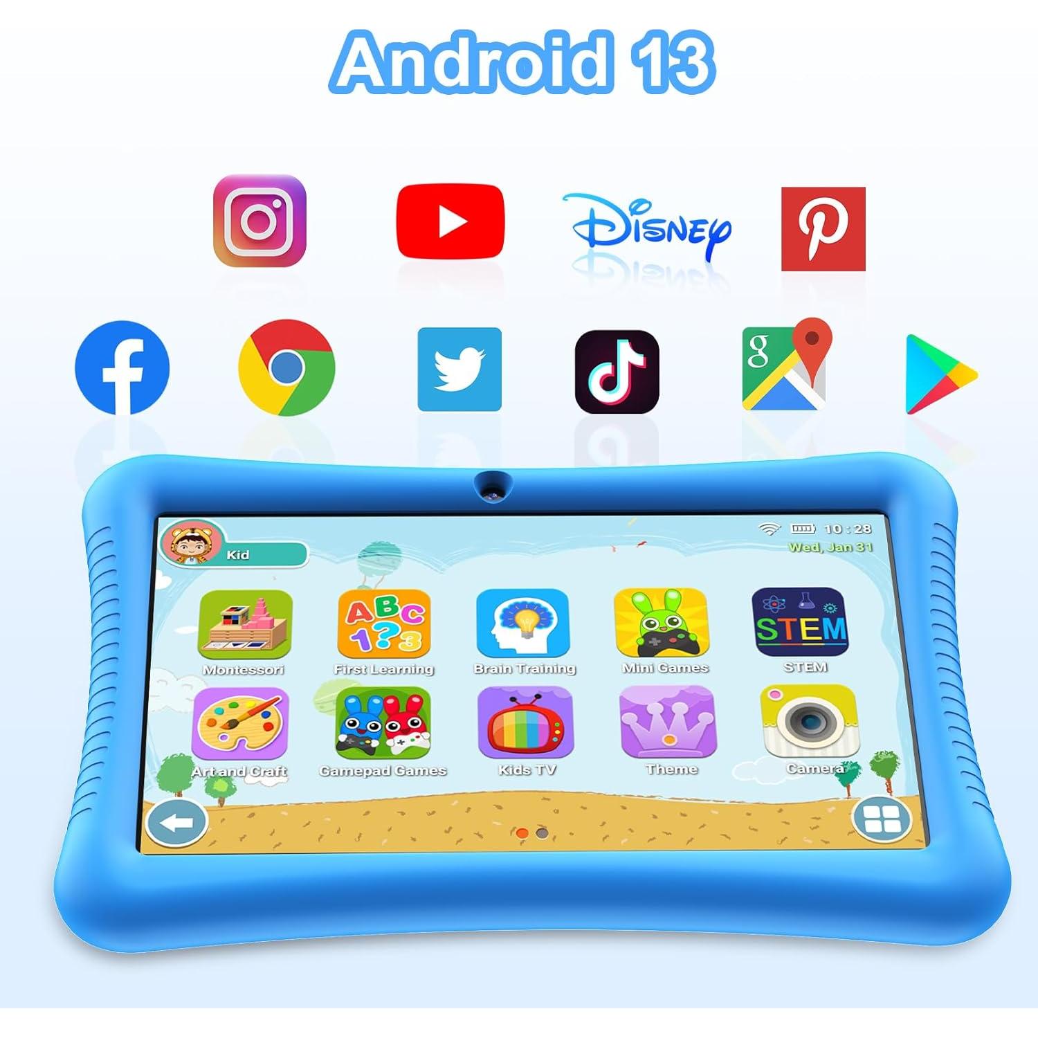 Tableta Android 13 Fivahiva 10" para Niños 32GB Expandible