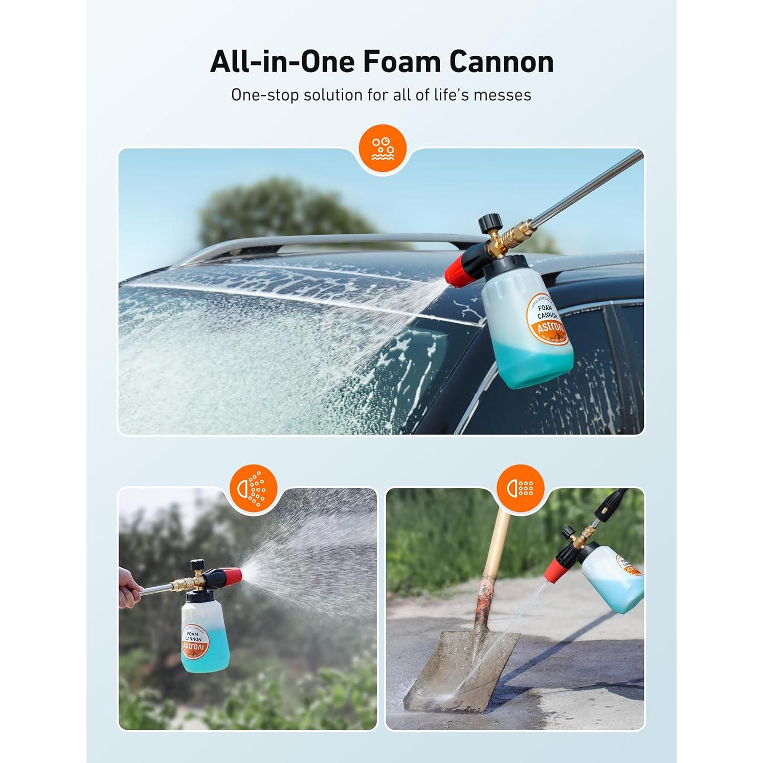 Cañón de Espuma AstroAI 1L con 5 Boquillas Ajustables