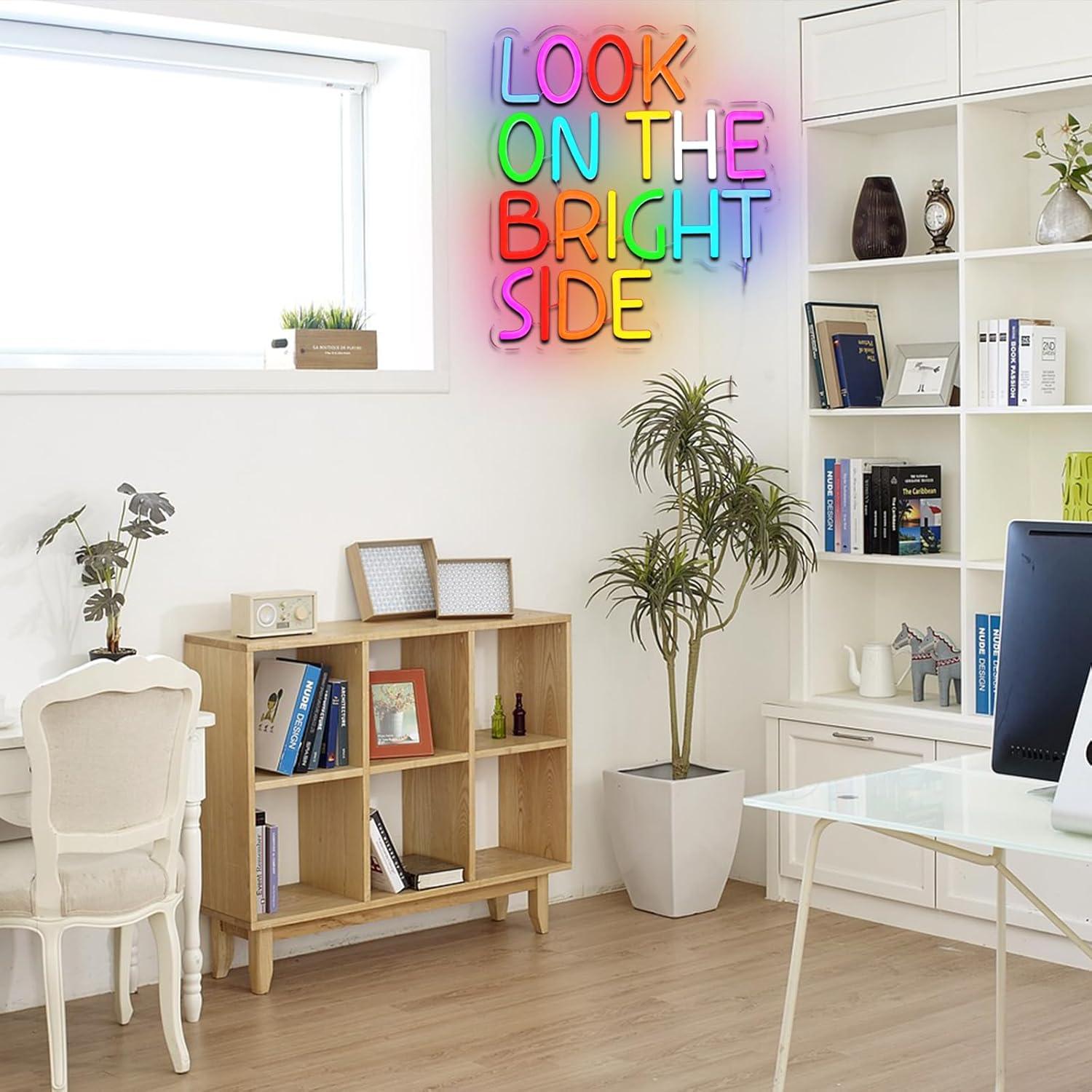 Letrero Neón LED Folkive 'Mira El Lado Brillante' 35.8x32 cm