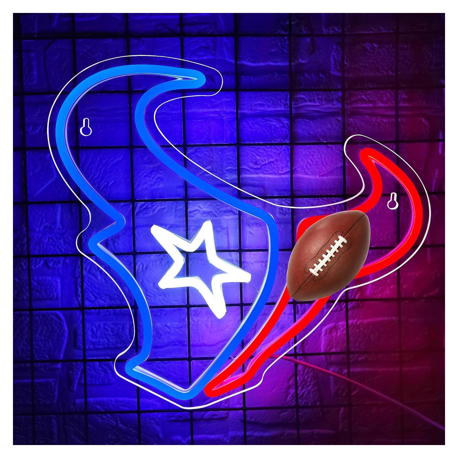 Luz de Neón de Fútbol Texano 31.4x34.2cm USB Azul y Rojo