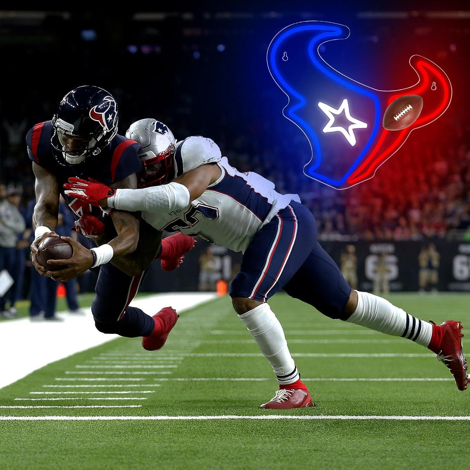 Luz de Neón de Fútbol Texano 31.4x34.2cm USB Azul y Rojo